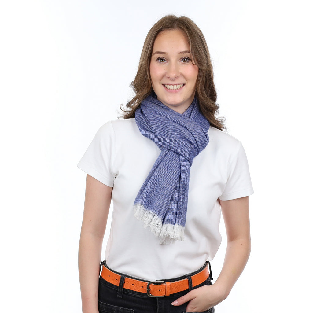 Brand New British French Navy & Ivory Luxury Woven Cashmere Mini Wrap