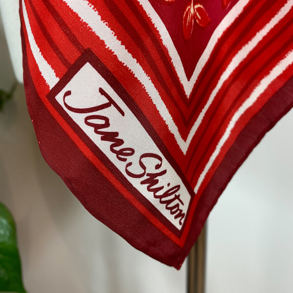 Jane Shilton Red and White Vintage Silk Scarf