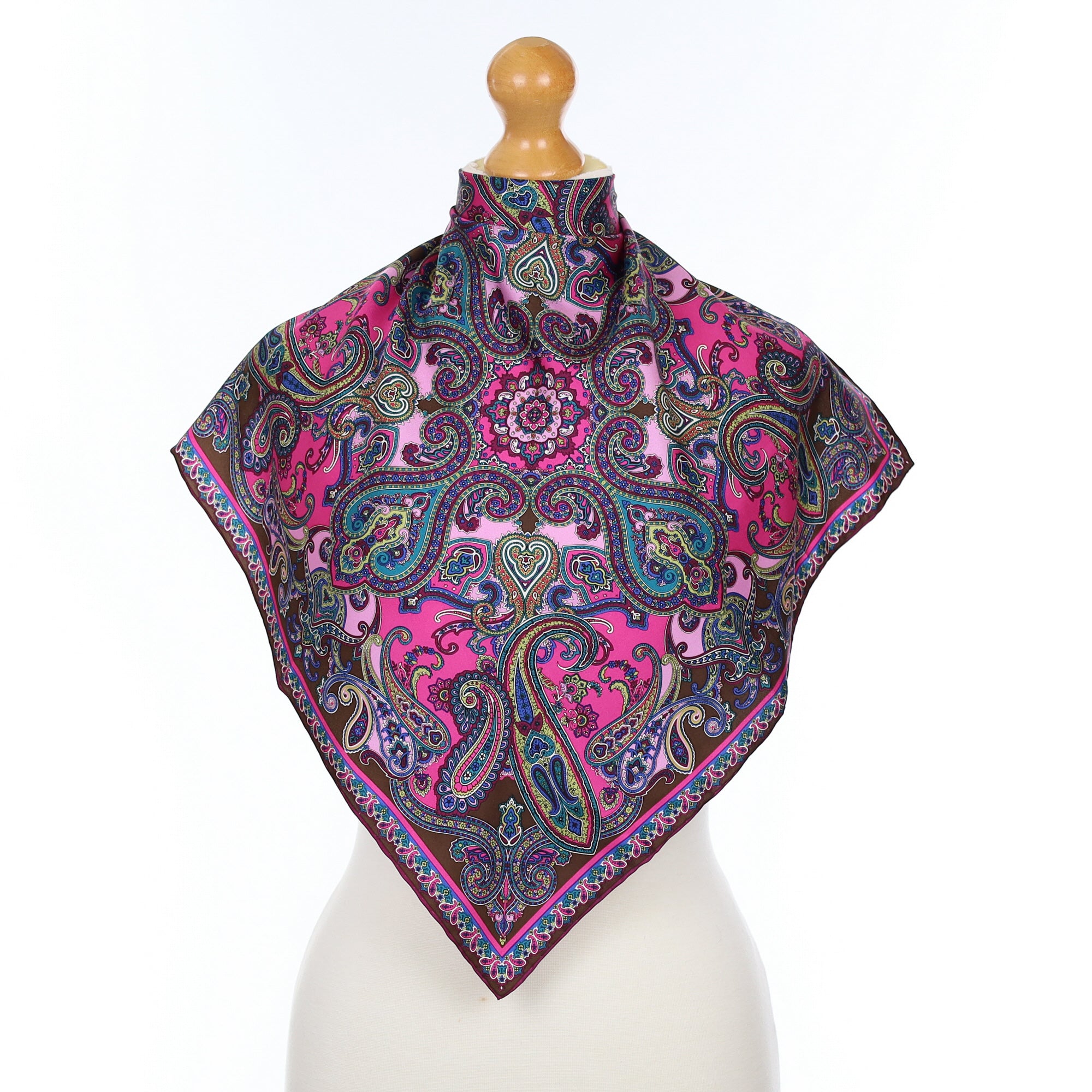 Brand New Fraas Pink Paisley Silk Scarf