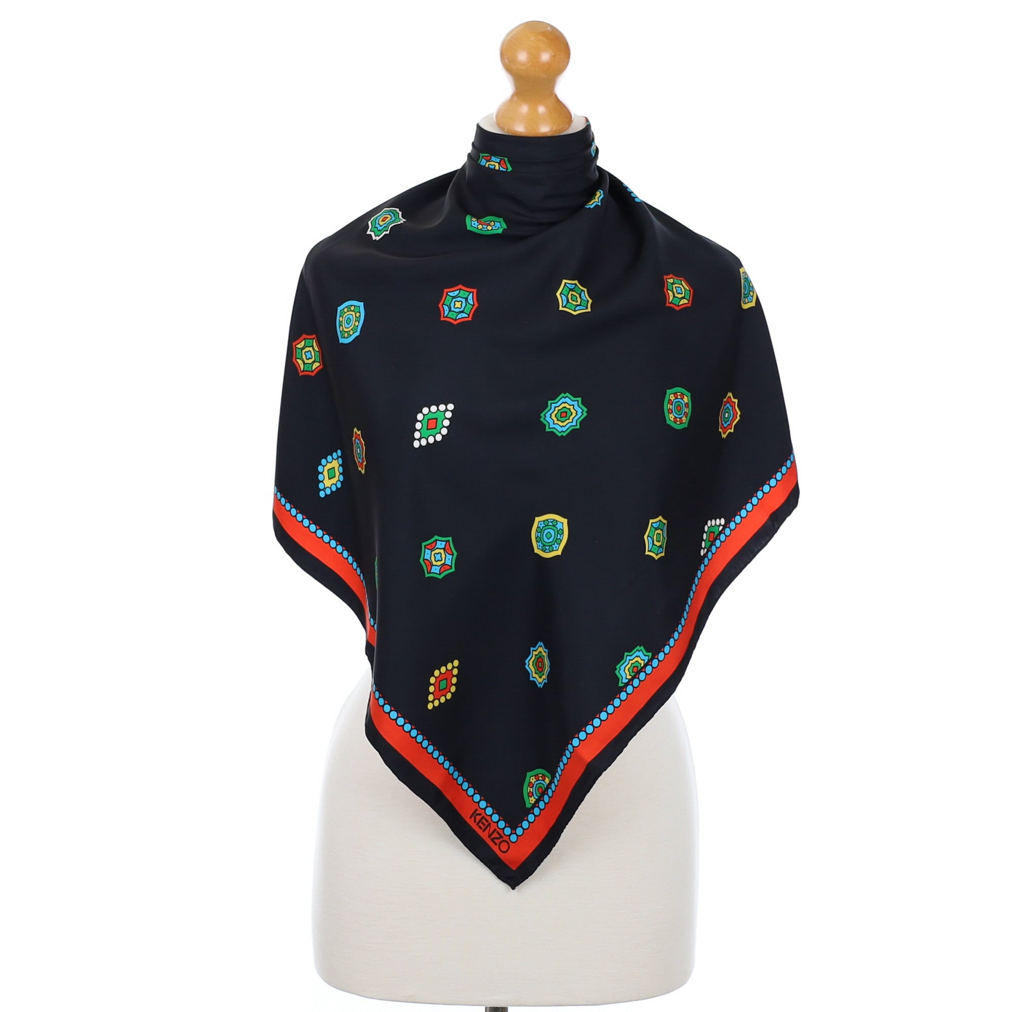 Kenzo Black Small Silk Scarf