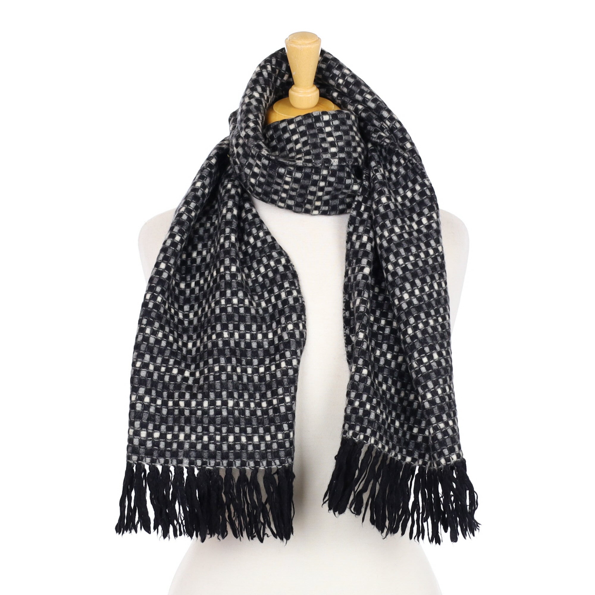 Black and Grey Woven Cashmere Woven Scarf