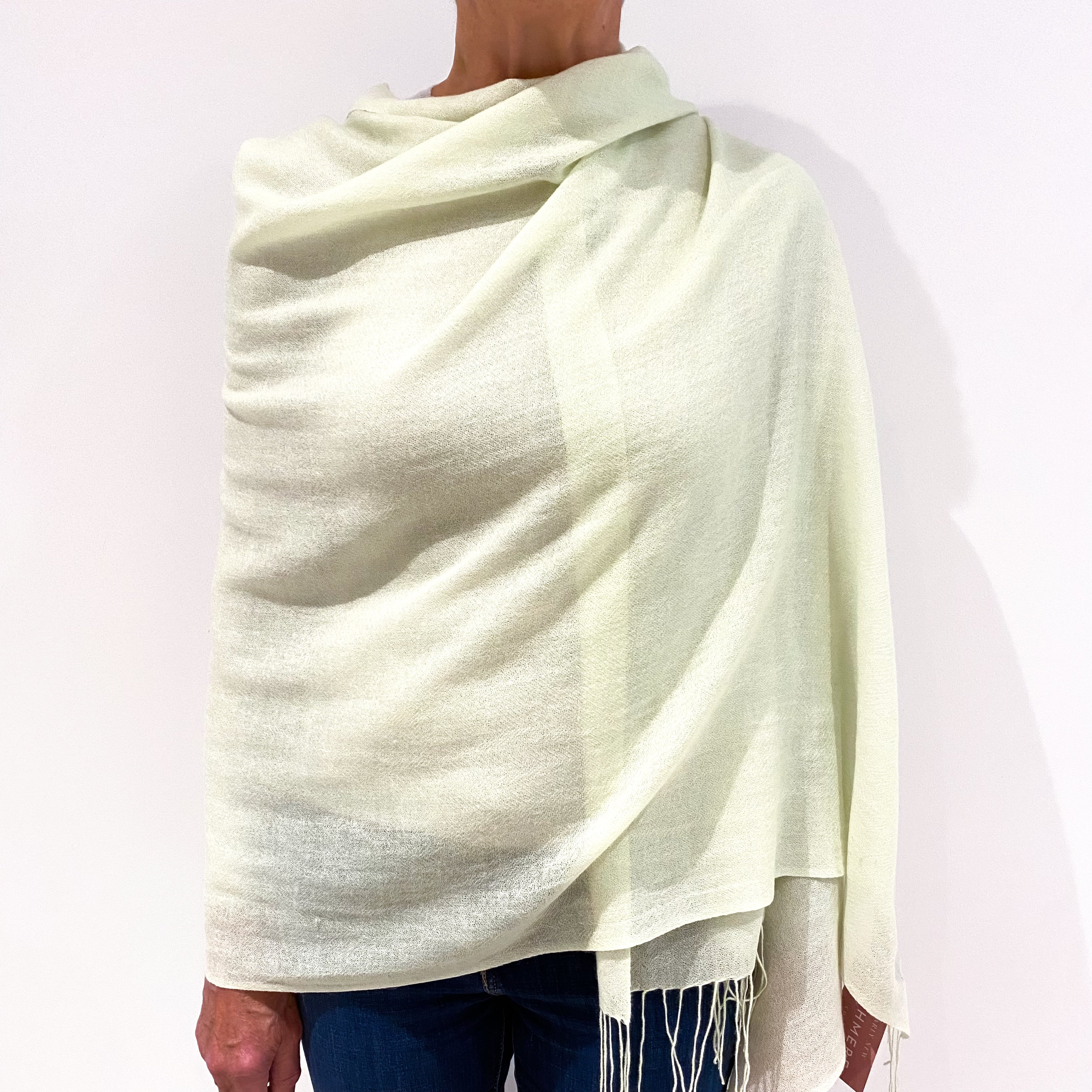 Brand New Pale Pistachio Green Cashmere Pashmina Scarf