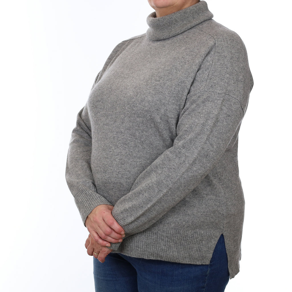 Whistles Ash Grey Cashmere Polo Neck Jumper Extra Large