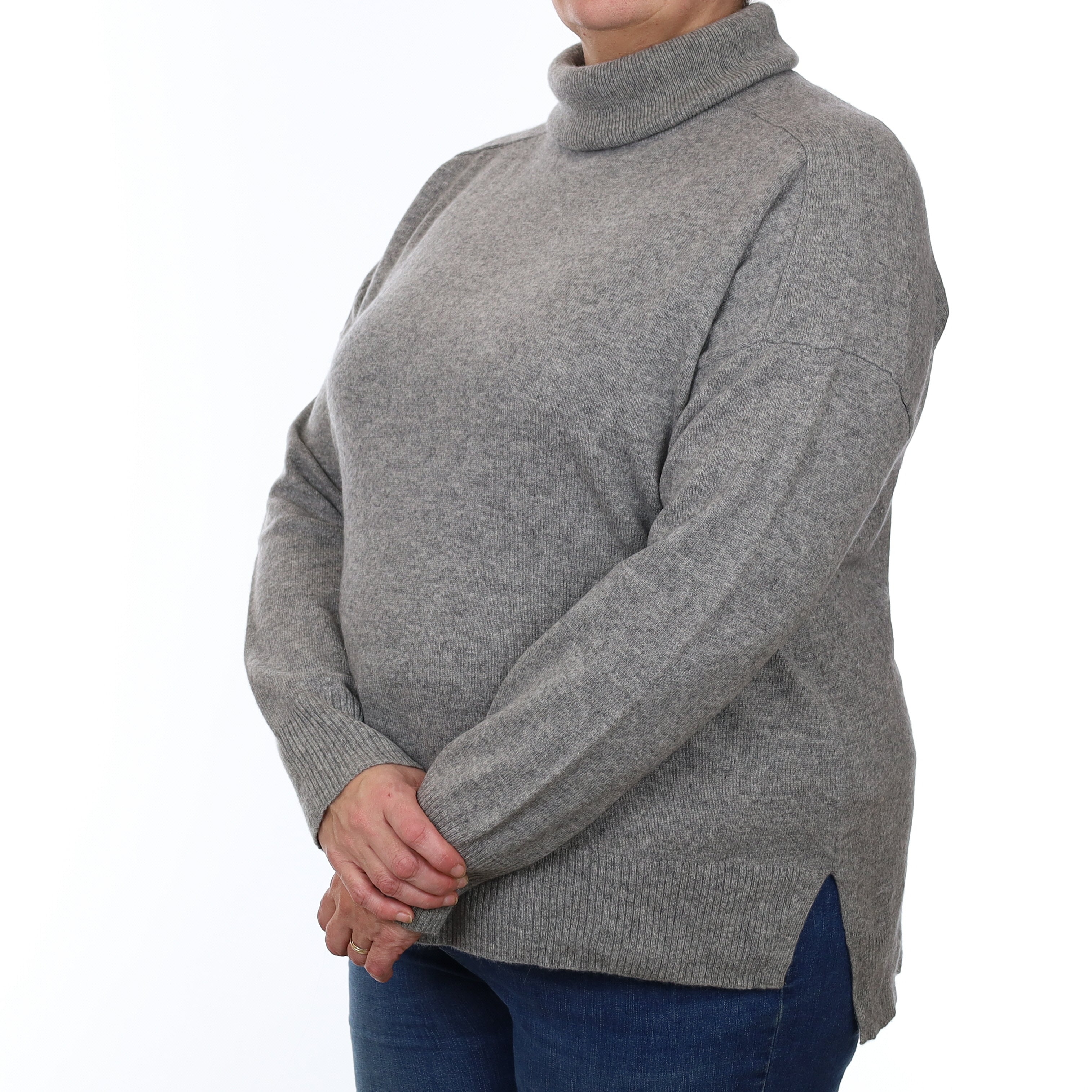 Whistles Ash Grey Cashmere Polo Neck Jumper Extra Large