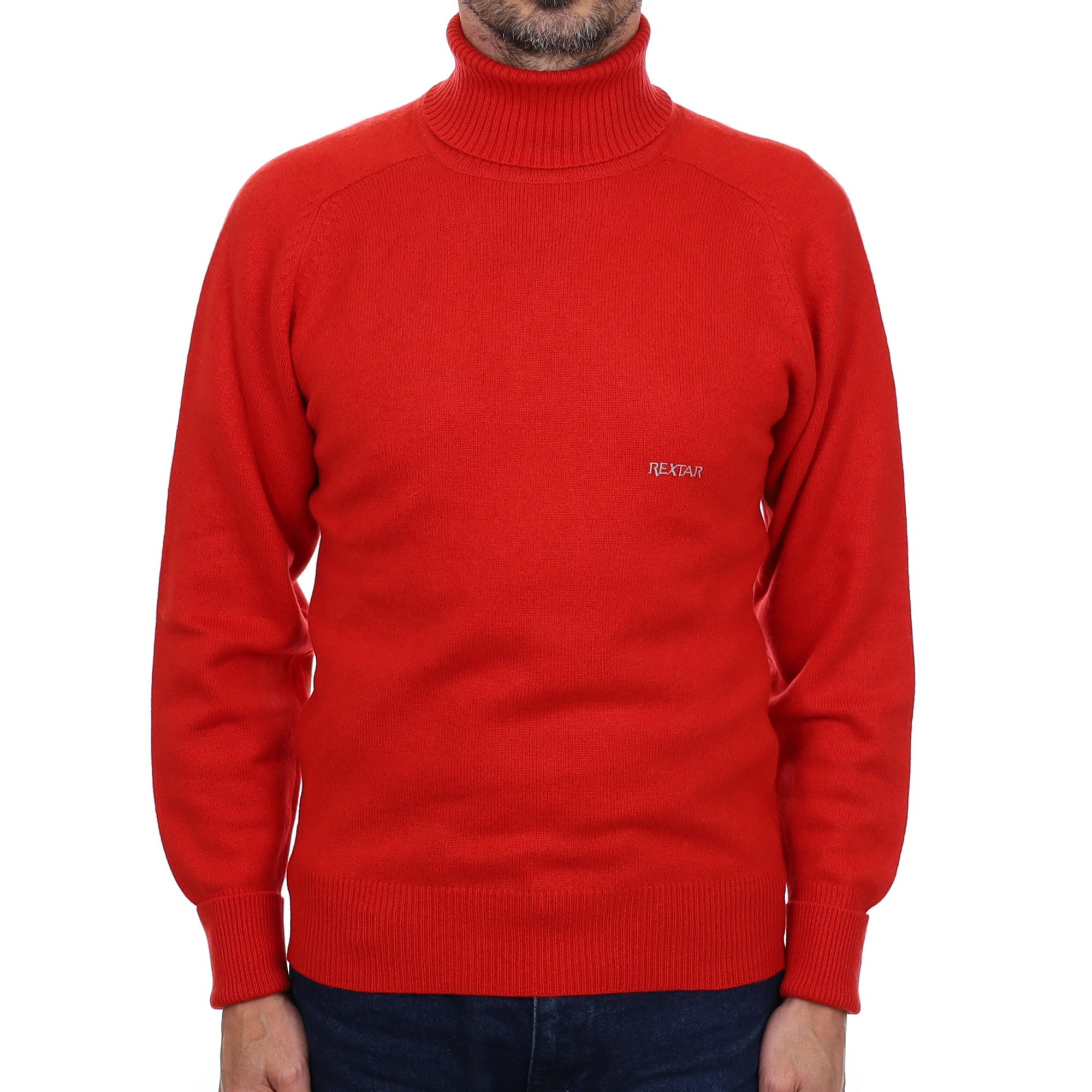 Men's Scarlet Red Cashmere Polo  Neck Jumper Small
