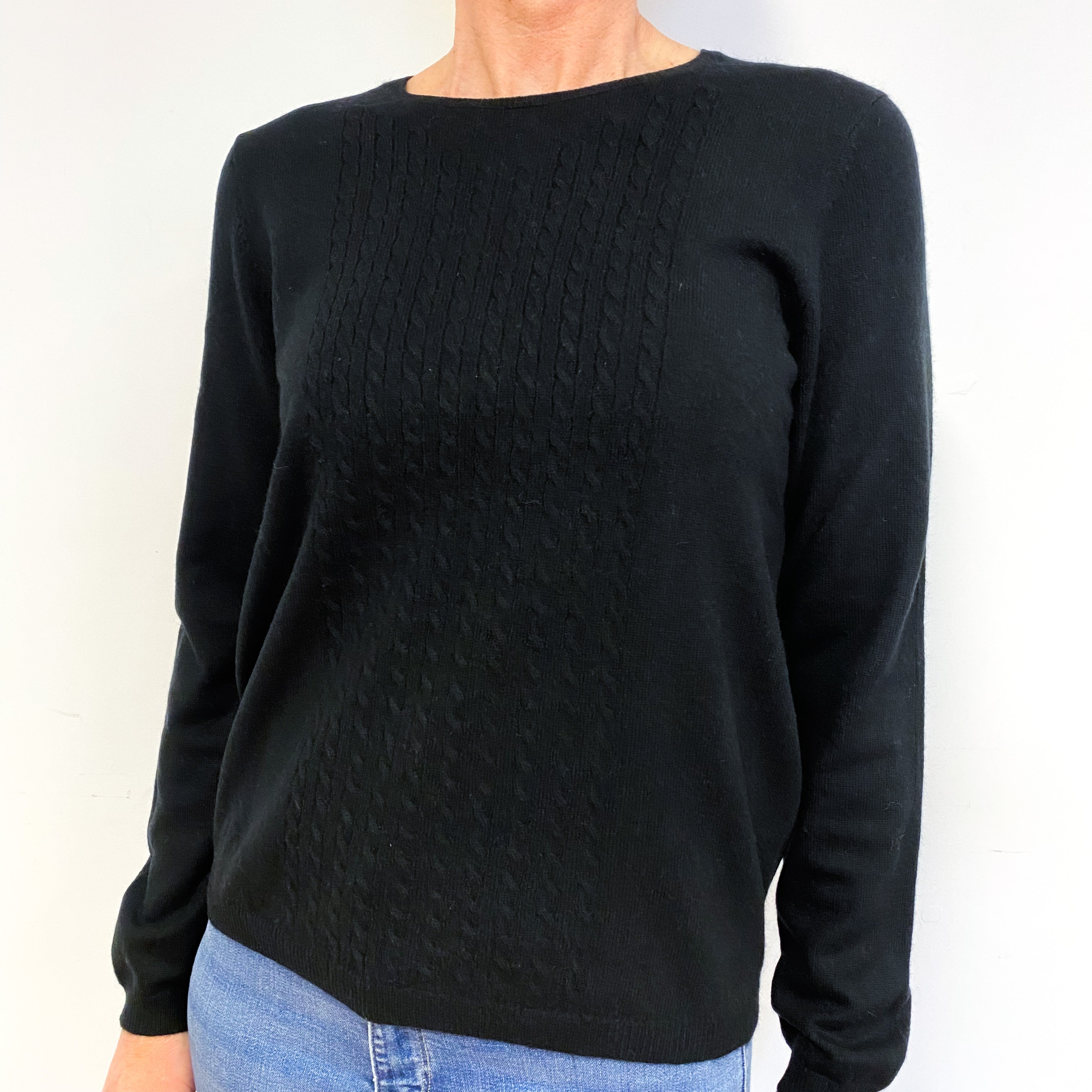 Black Cashmere Crew Neck Jumper Medium