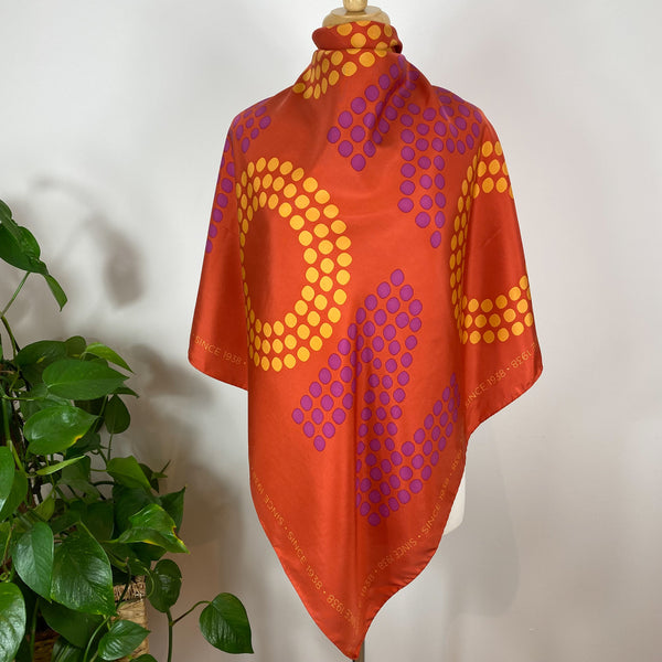 Oroton Orange Designer Silk Scarf