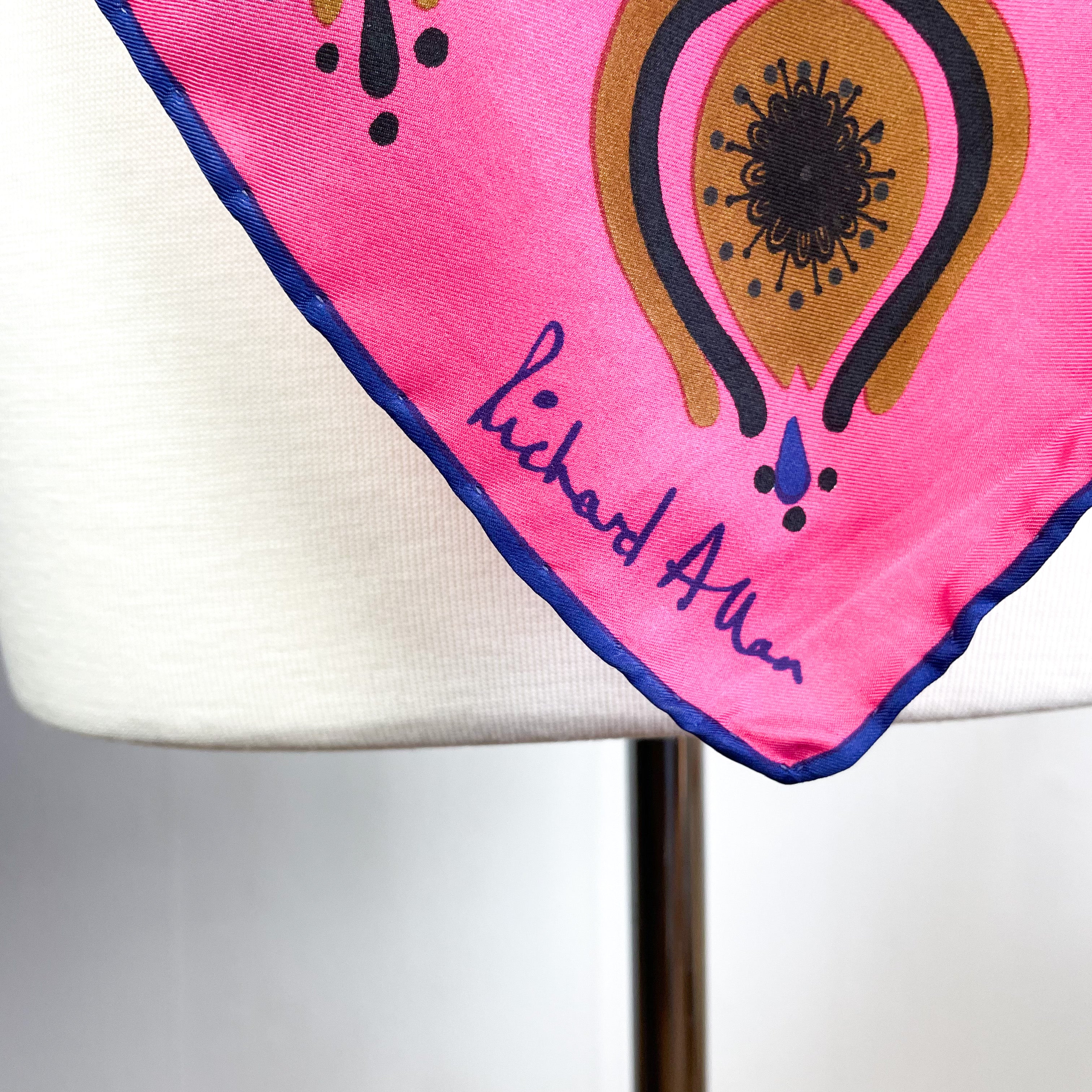 1970s Richard Allan Abstract Vintage Silk Scarf