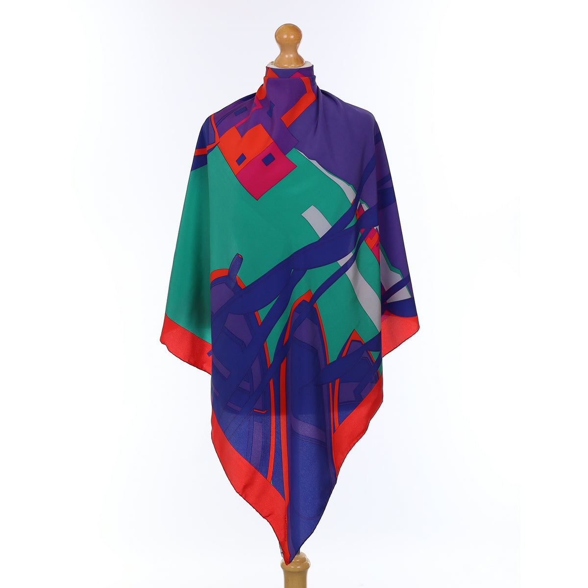 Brand New Mantero Abstract Boat Scene Silk Scarf