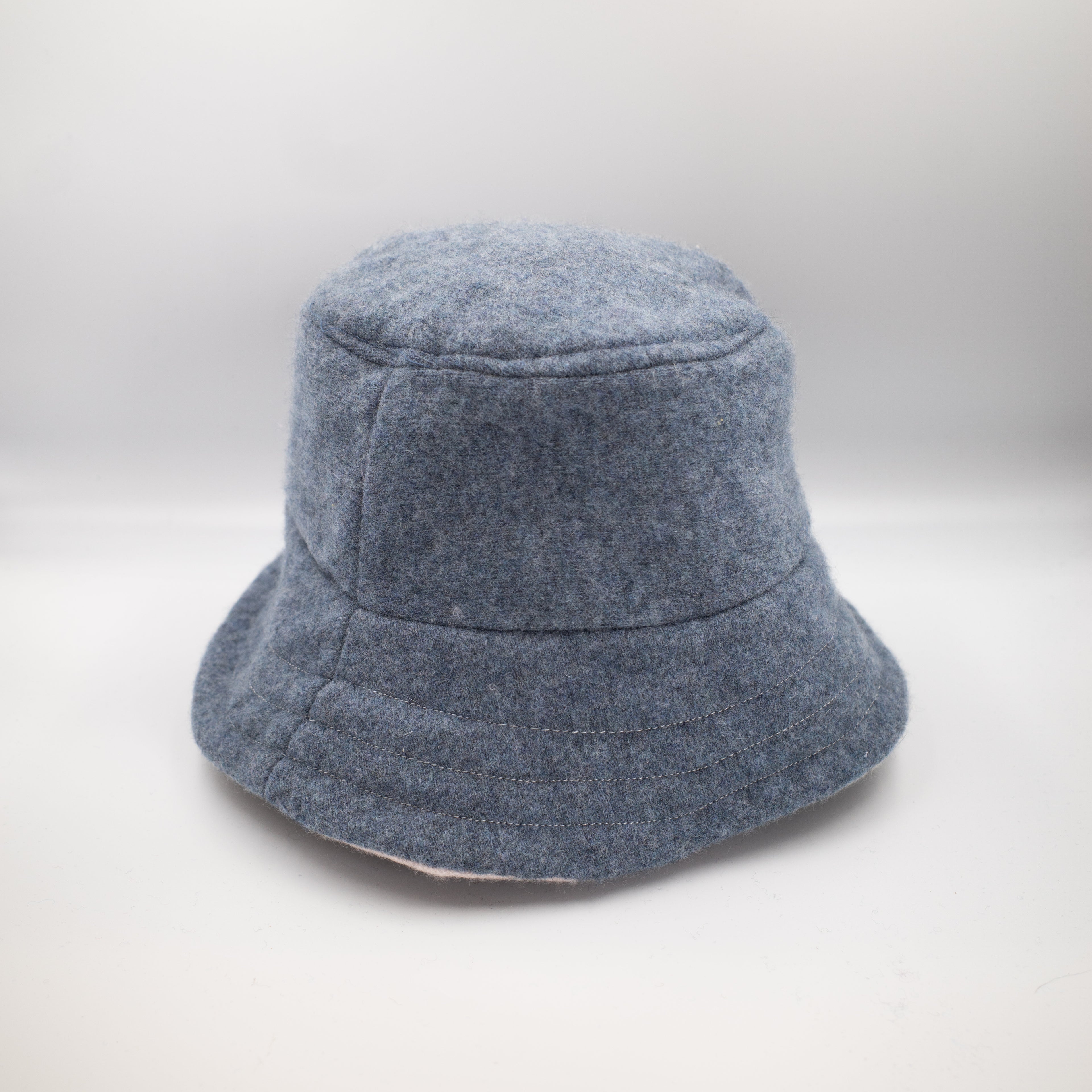 Denim Blue Reversible Cashmere Bucket Hat Medium