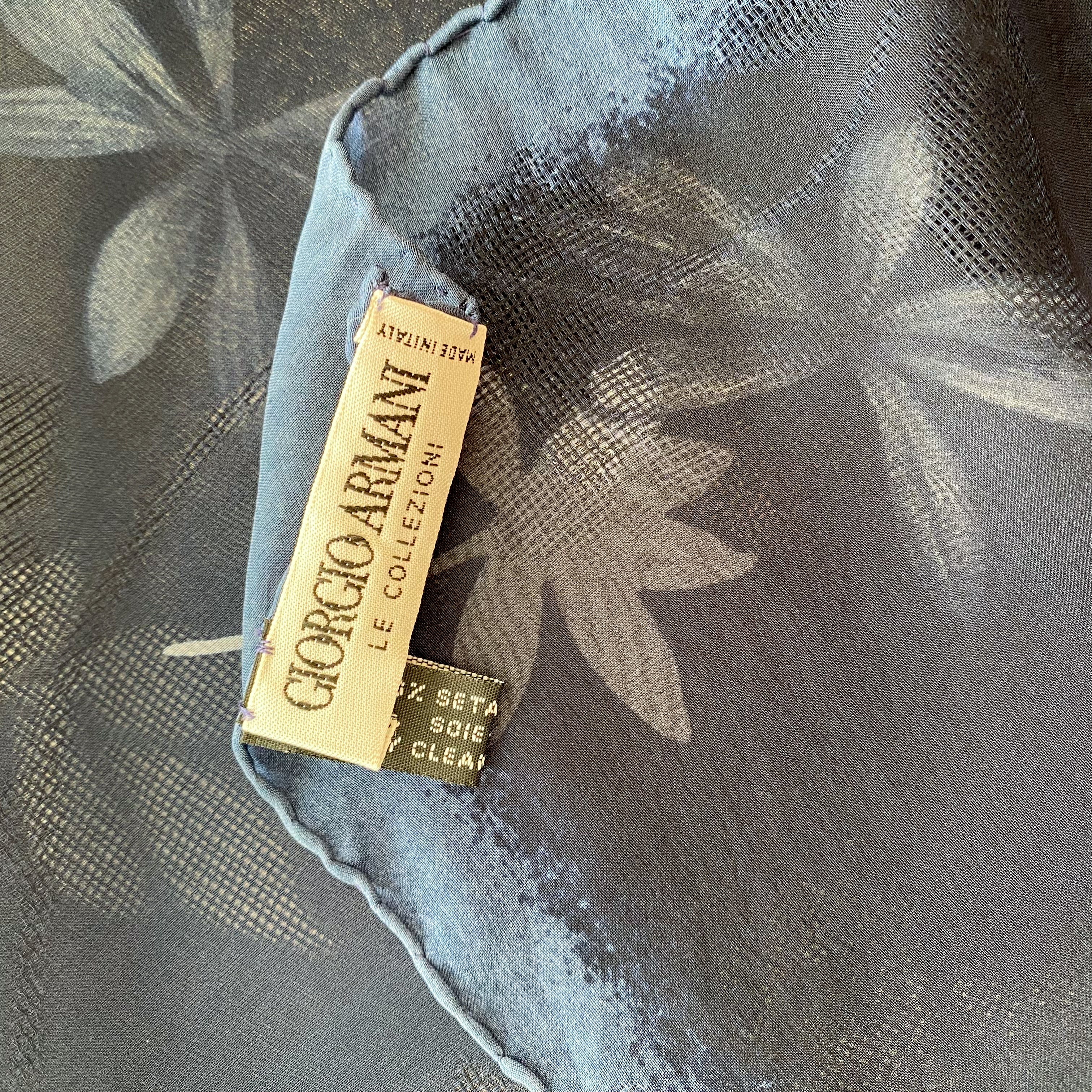 Georgio Armani Navy Floral Silk Scarf