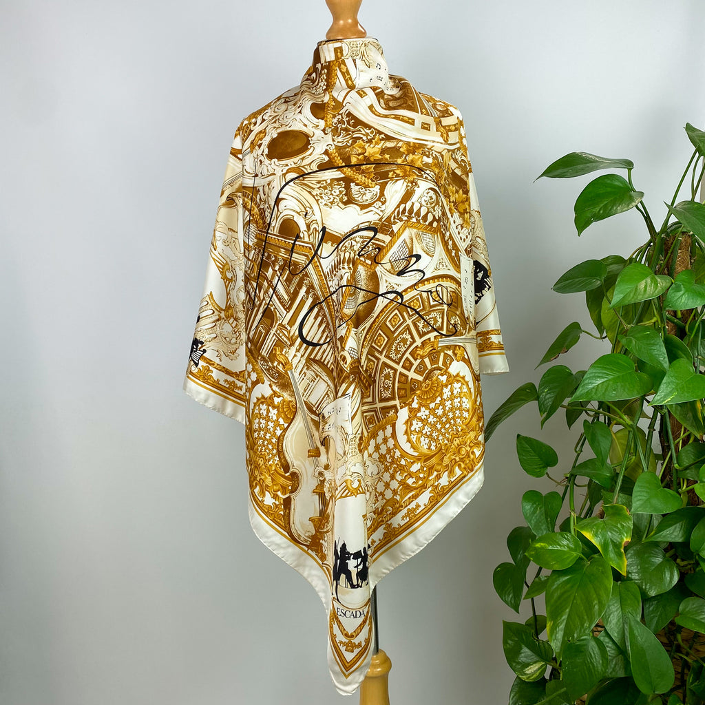 Escada Musical Themed Designer Silk Scarf