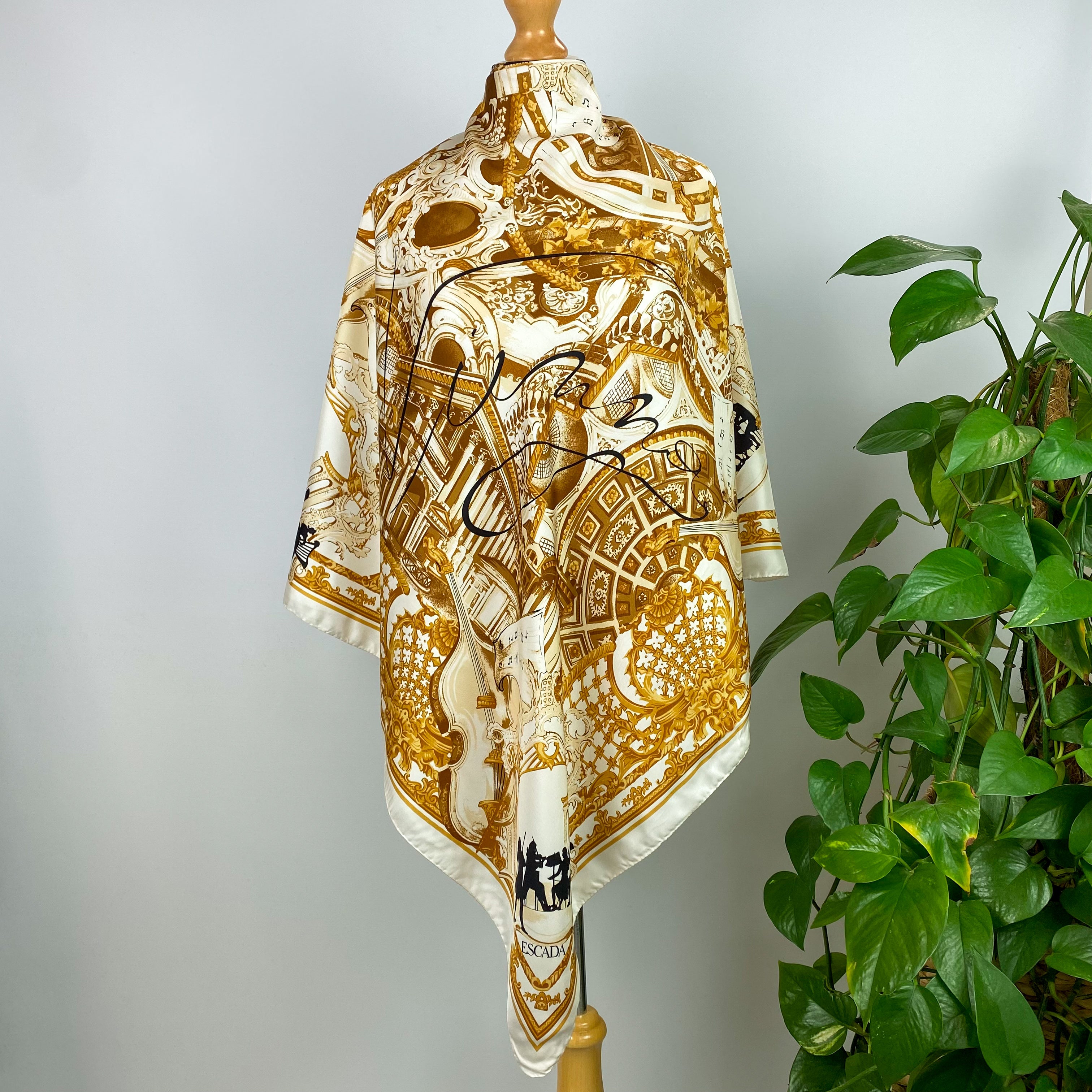 Escada Musical Themed Designer Silk Scarf