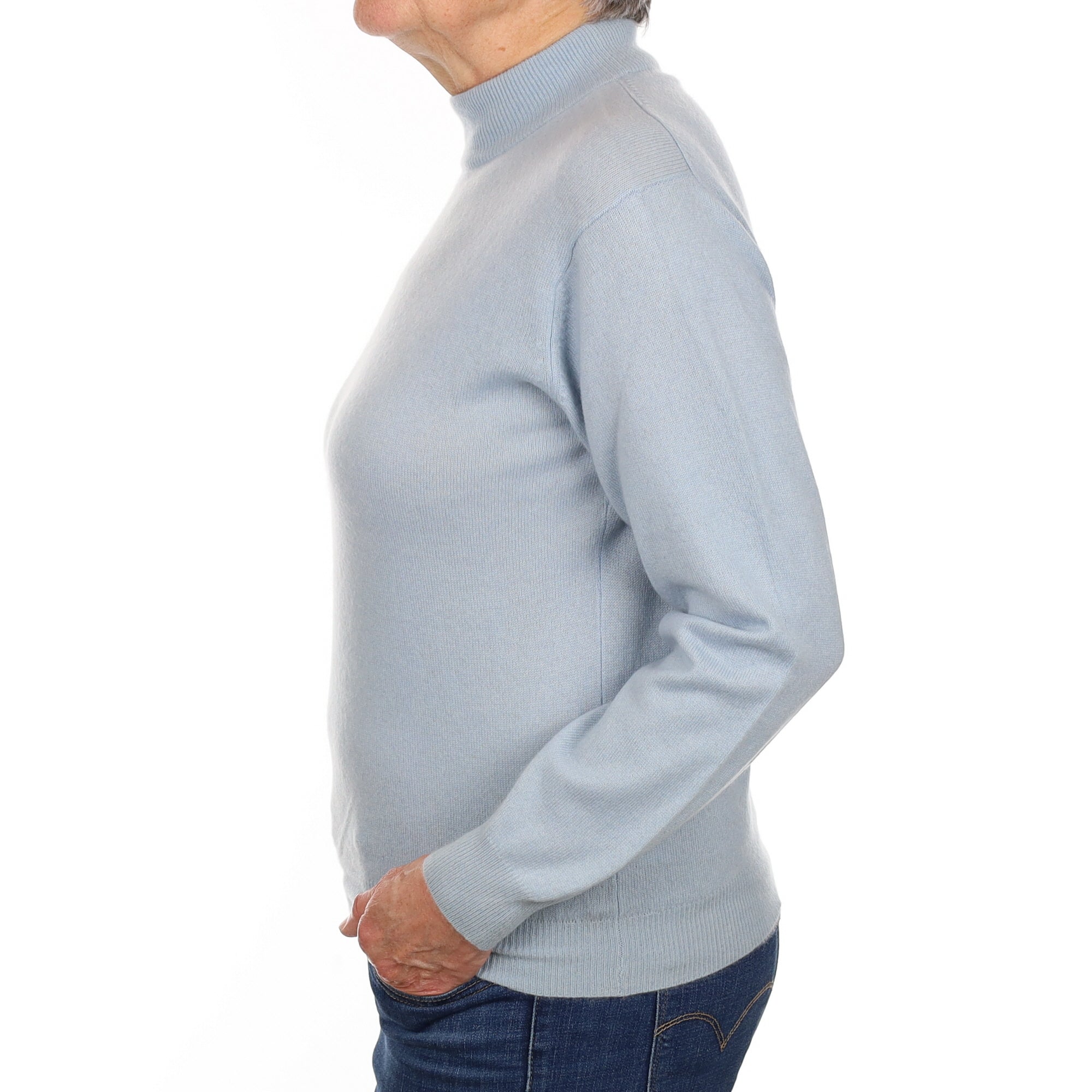Powder Blue Cashmere Turtle Neck Jumper Medium