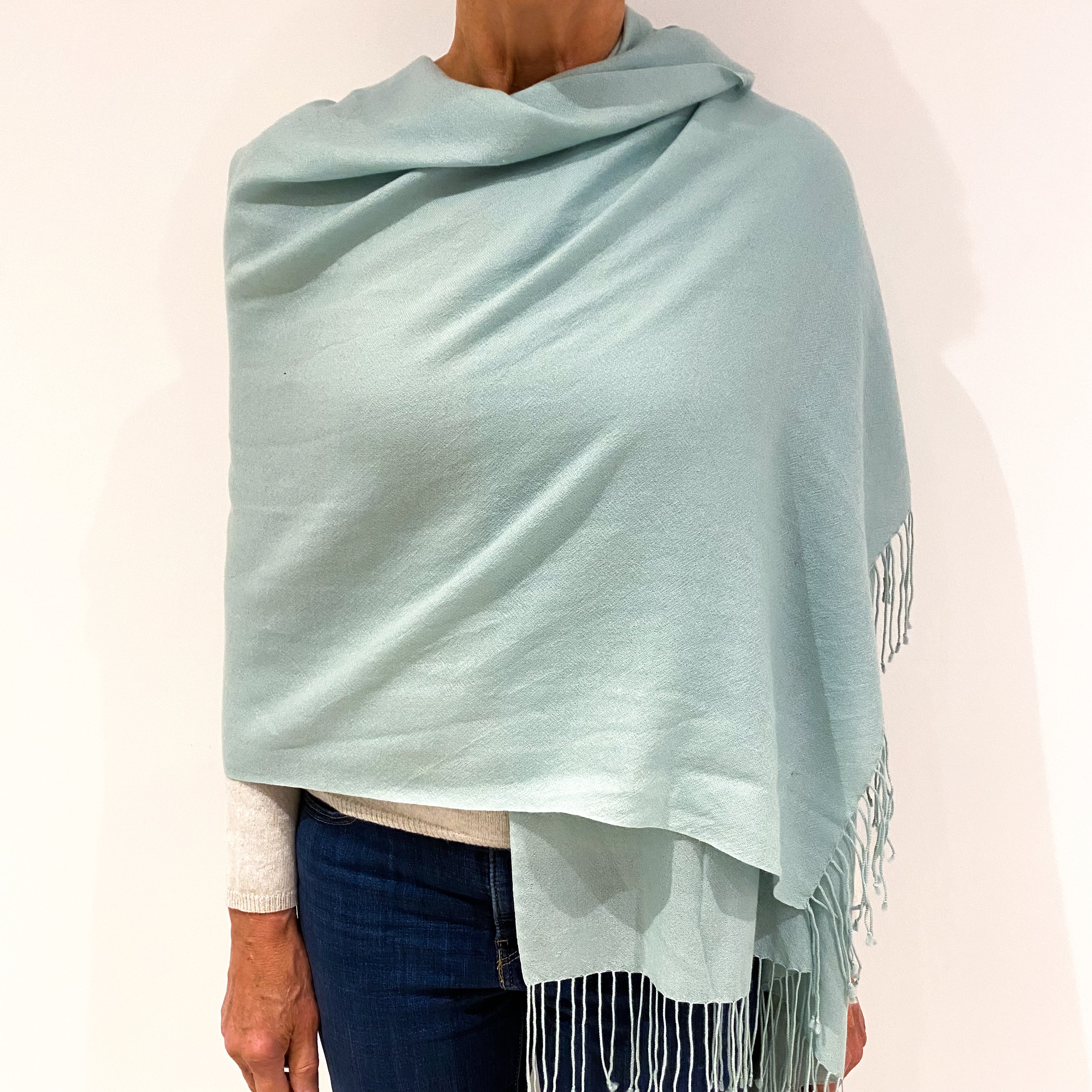 Brand New Aquamarine Cashmere Pashmina Scarf