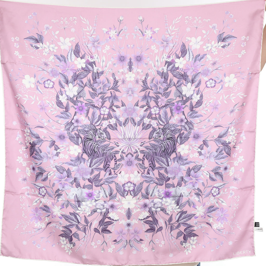 Liberty Purple Animal Floral Silk Scarf