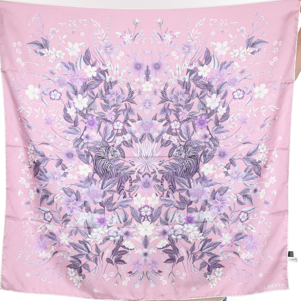 Liberty Purple Animal Floral Silk Scarf