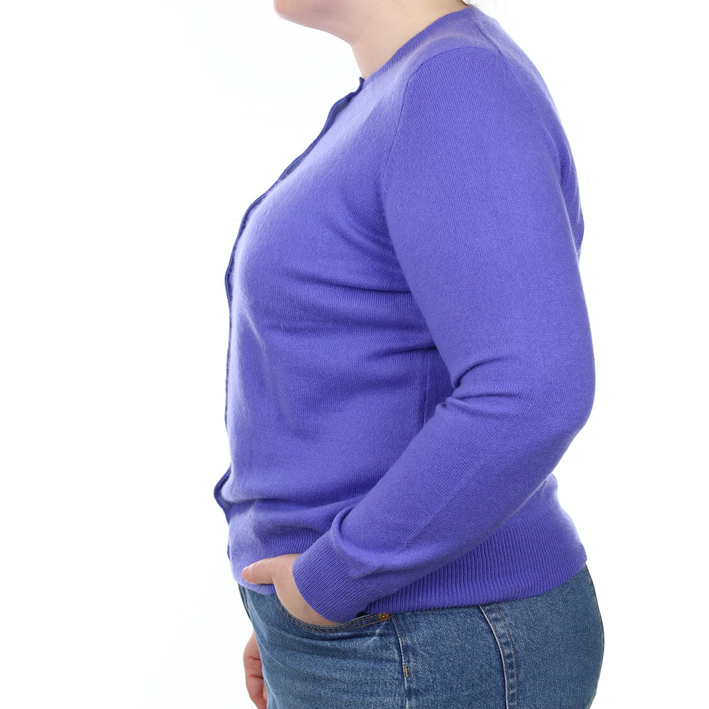 Periwinkle Purple Cashmere Crew Neck Cardigan Large
