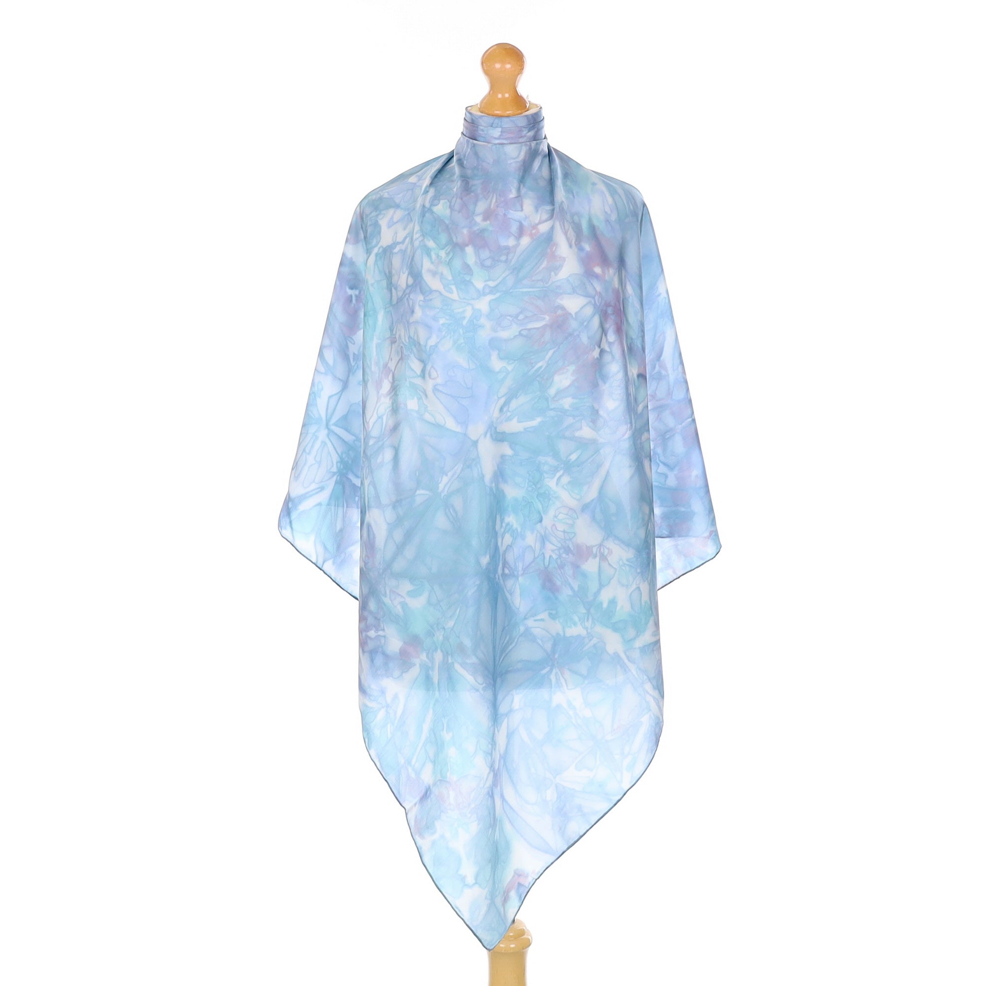 Blue Tie Dye Effect Silk Scarf