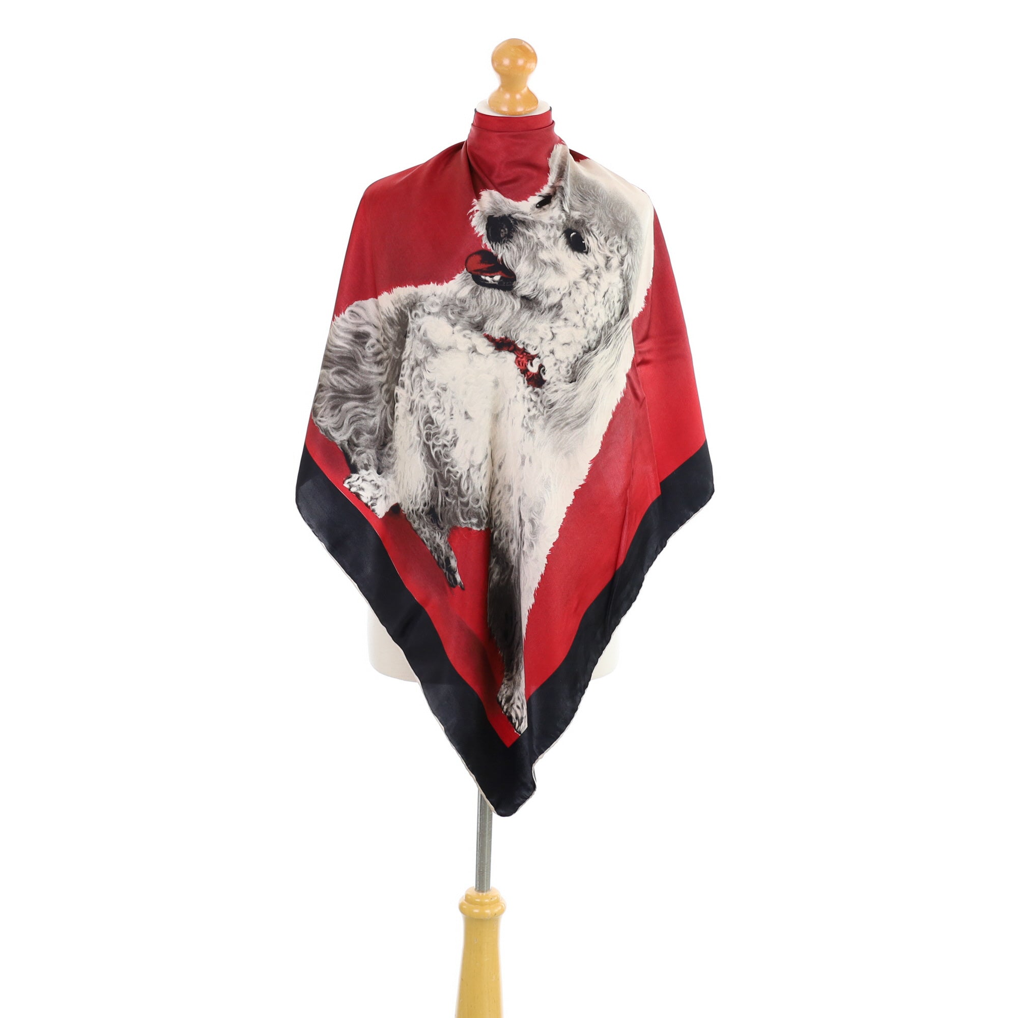 Dog Red and Black Vintage Silk Scarf
