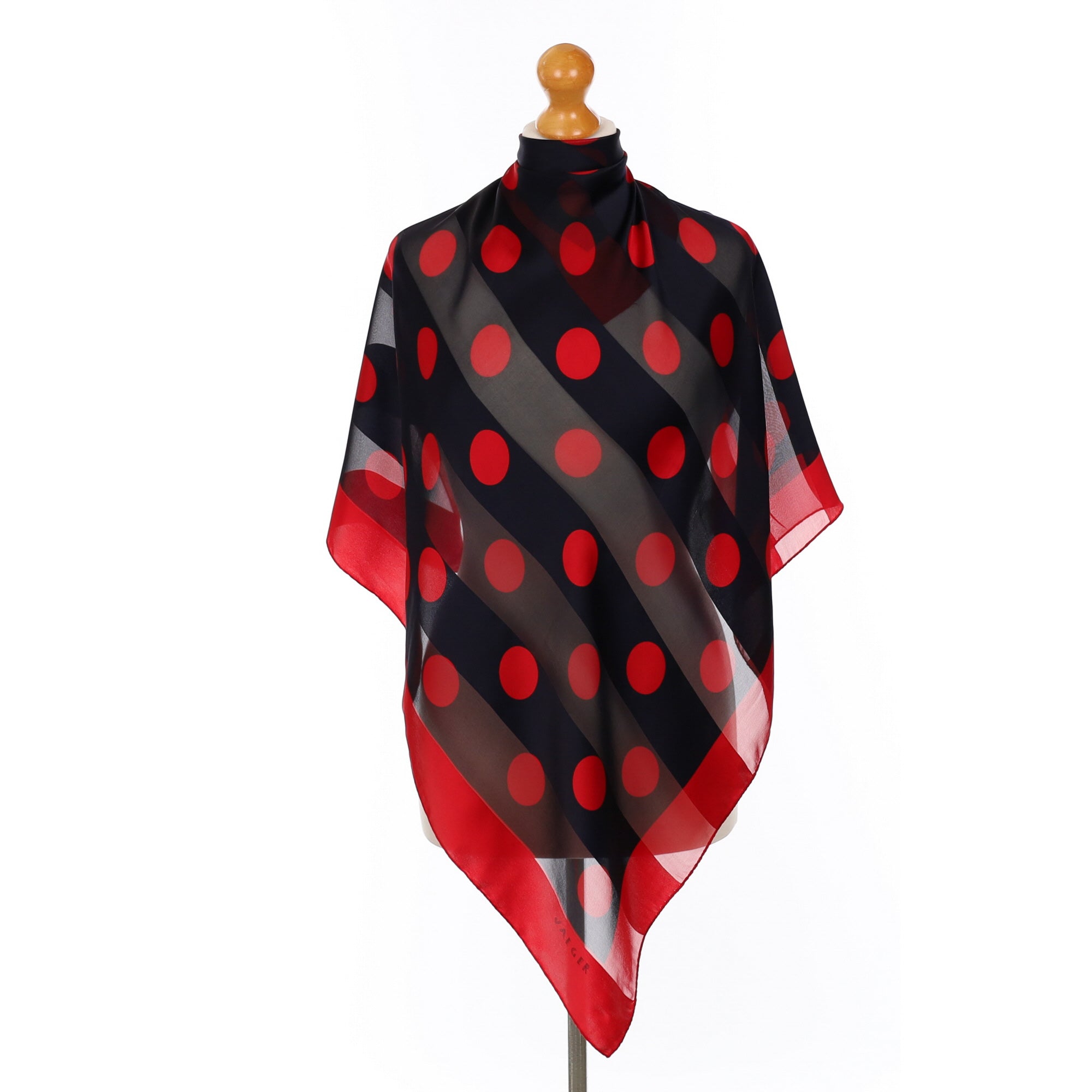 Jaeger Red and Black Spotted Silk Scarf