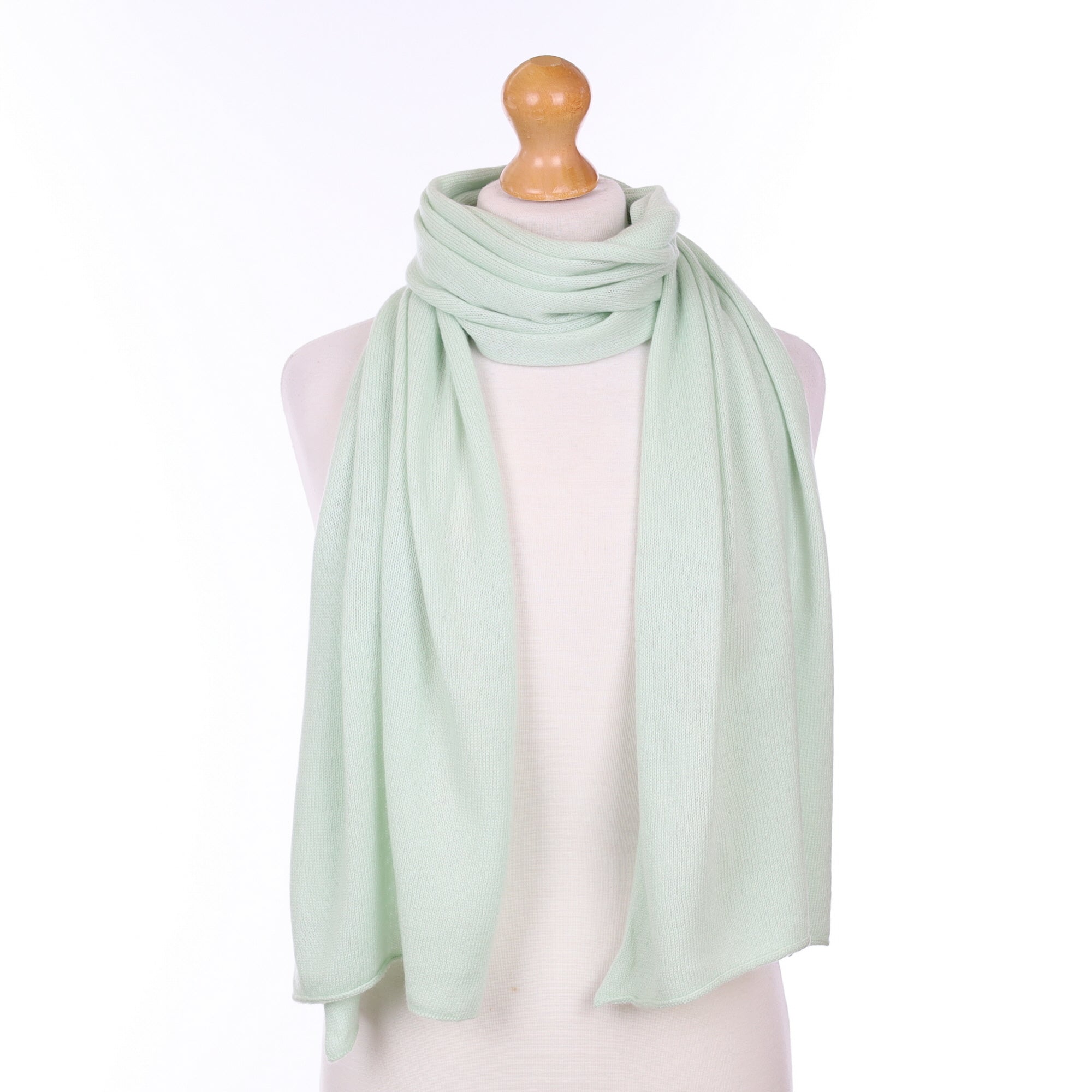 Brand New Scottish Leaf Bud Green Cashmere Knitted Scarf