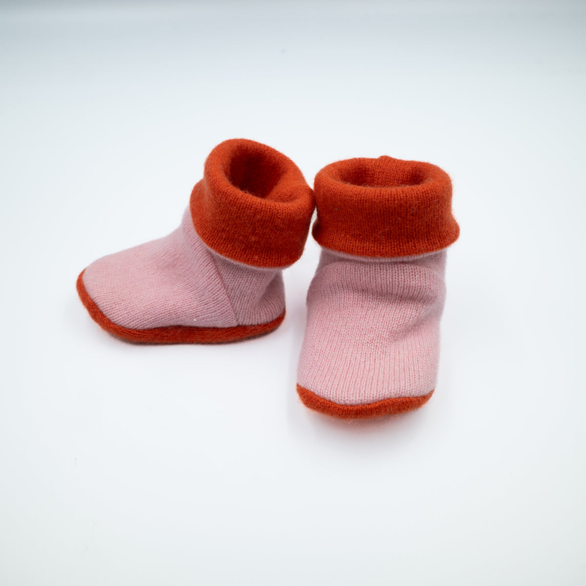 Cashmere Baby Boots in Pink and Orange