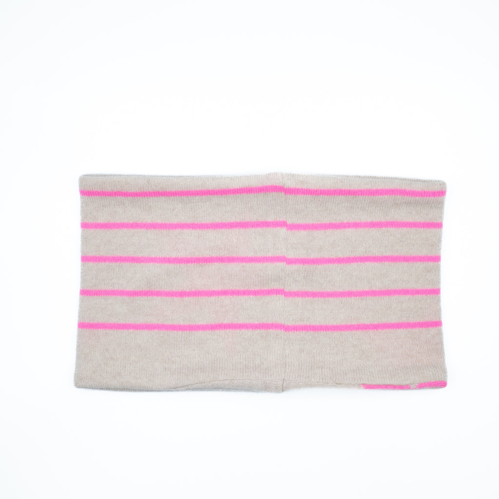 Pale Oatmeal and Neon Pink Stars and Stripes Neck Warmer
