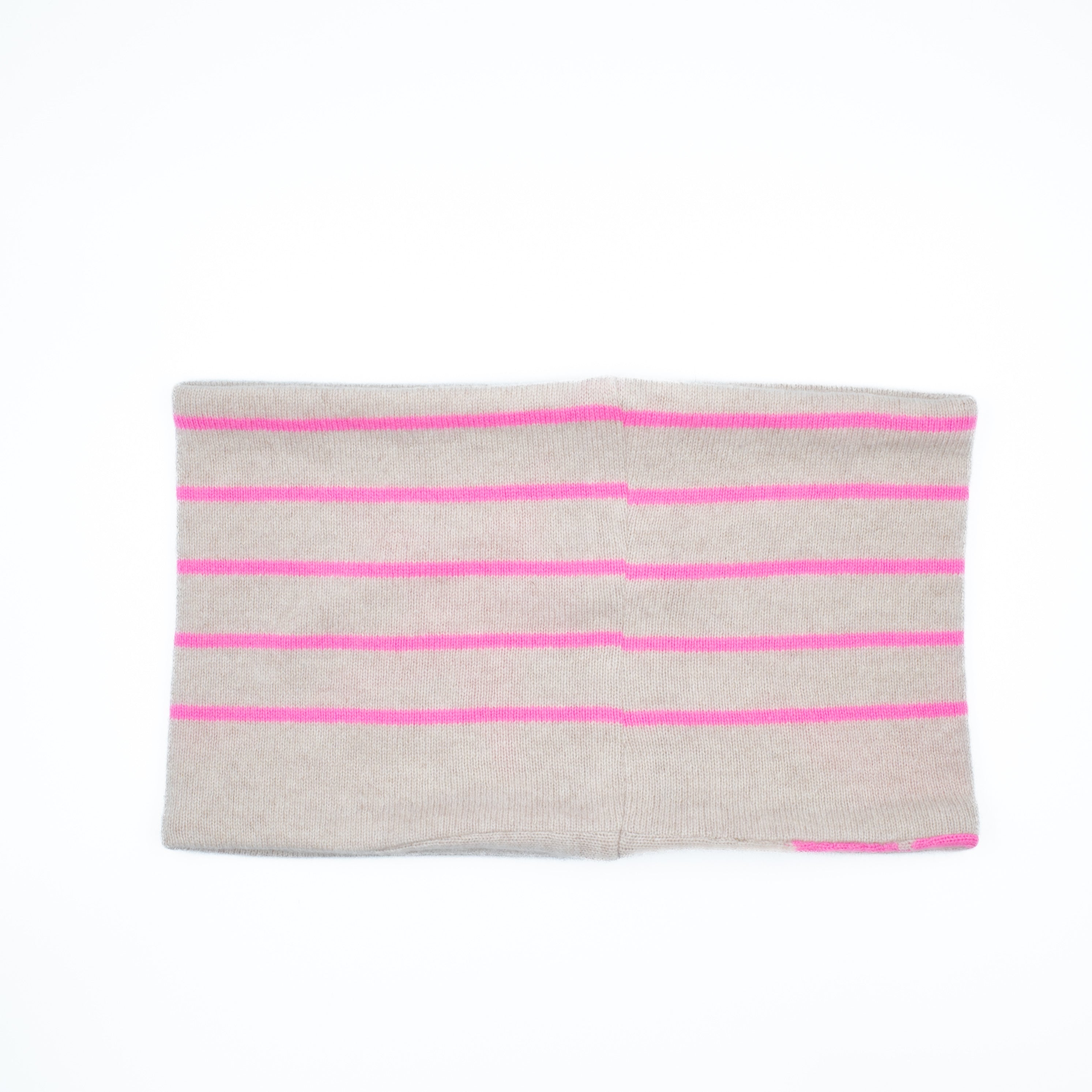 Pale Oatmeal and Neon Pink Stars and Stripes Neck Warmer