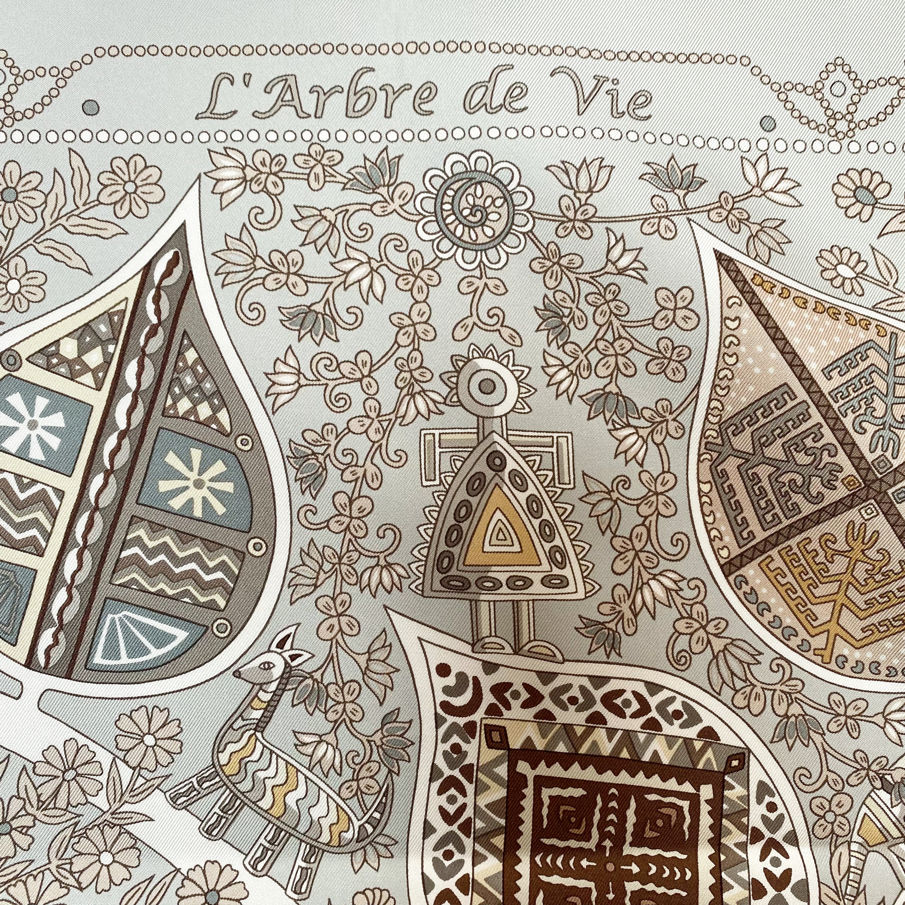 New Boxed Hermès L’Arbre de Vie Silk Scarf
