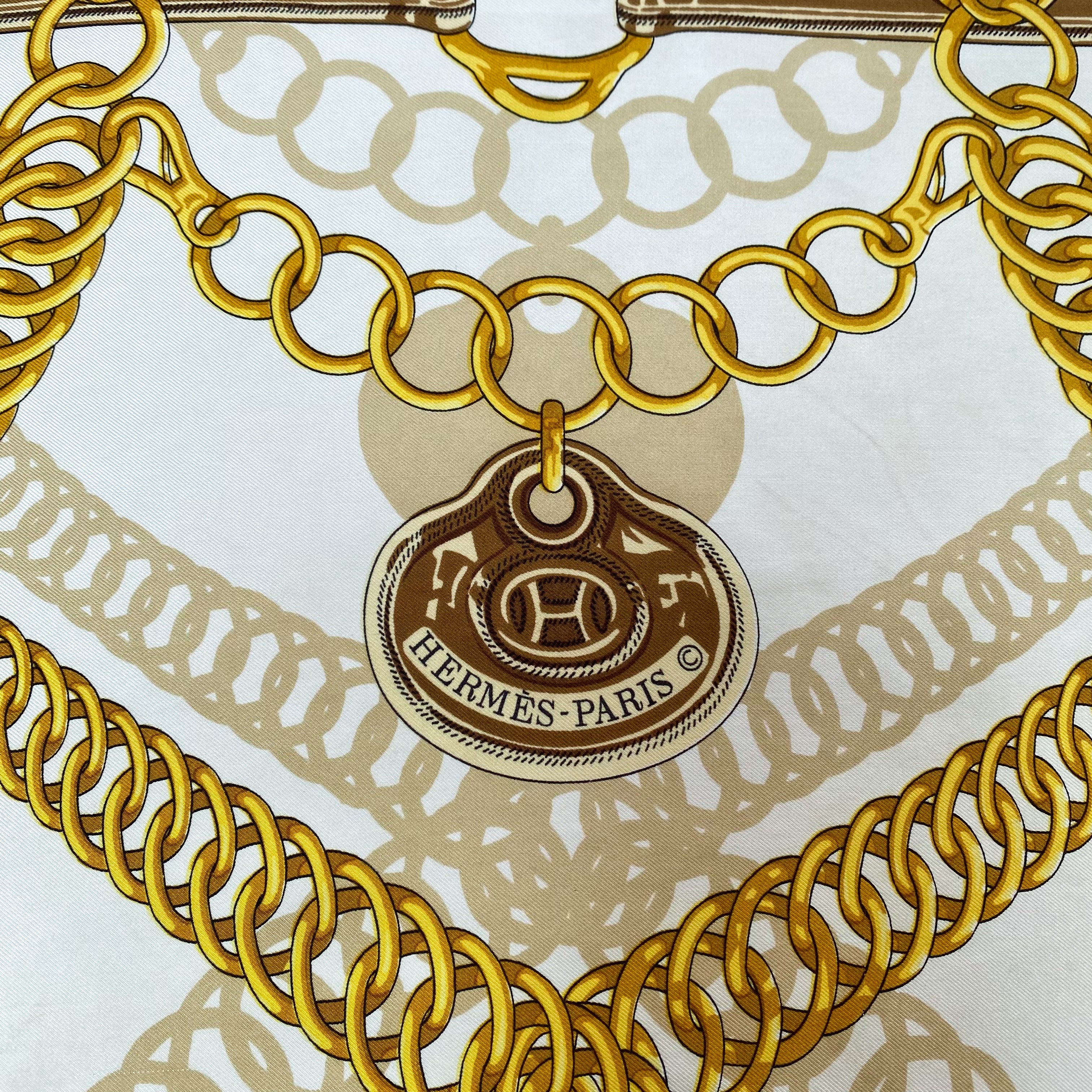 Boxed Hermès Maillons 1973 Vintage Silk Scarf