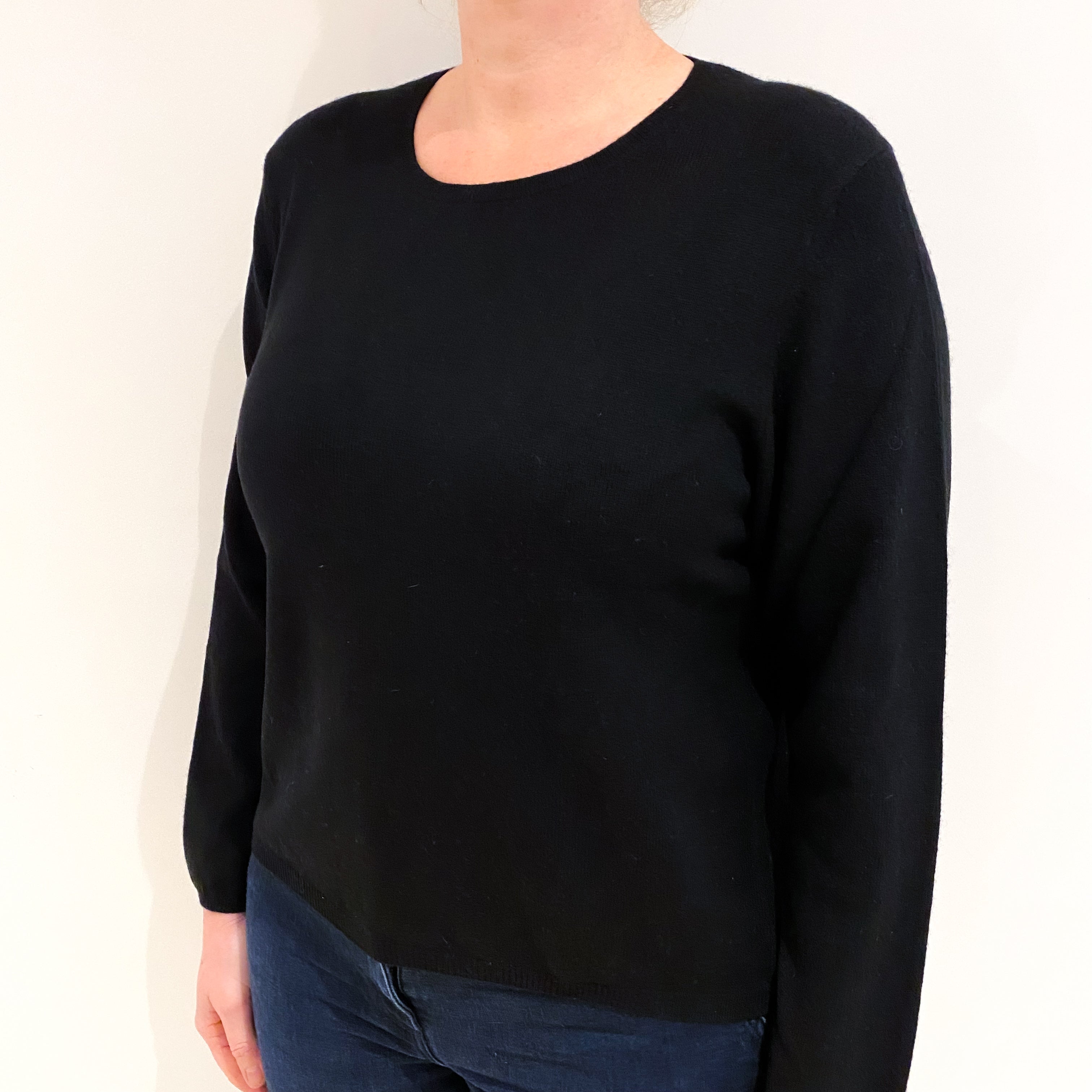 Petite Black Cashmere Crew Neck Jumper Large