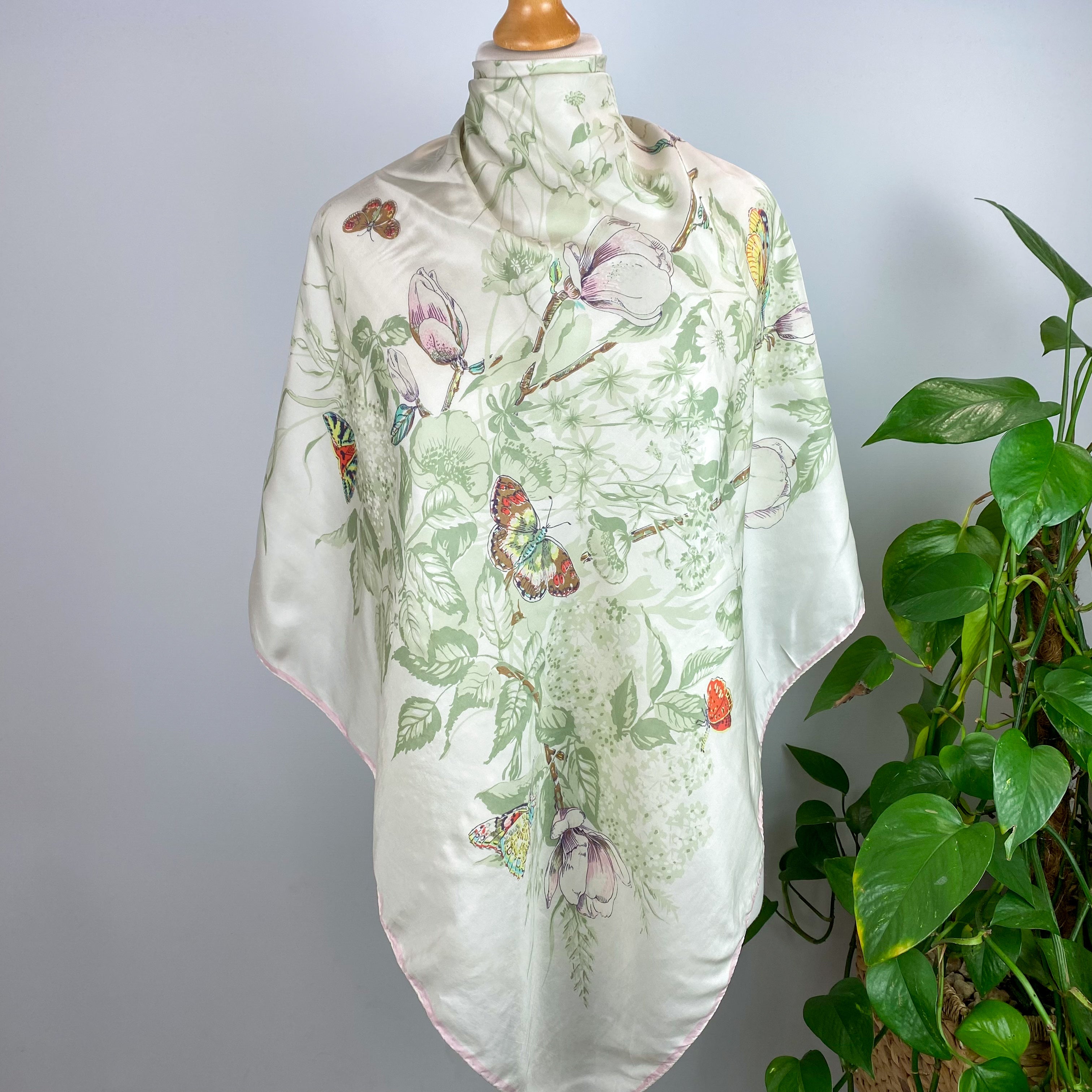 Butterfly Design Vintage Silk Scarf