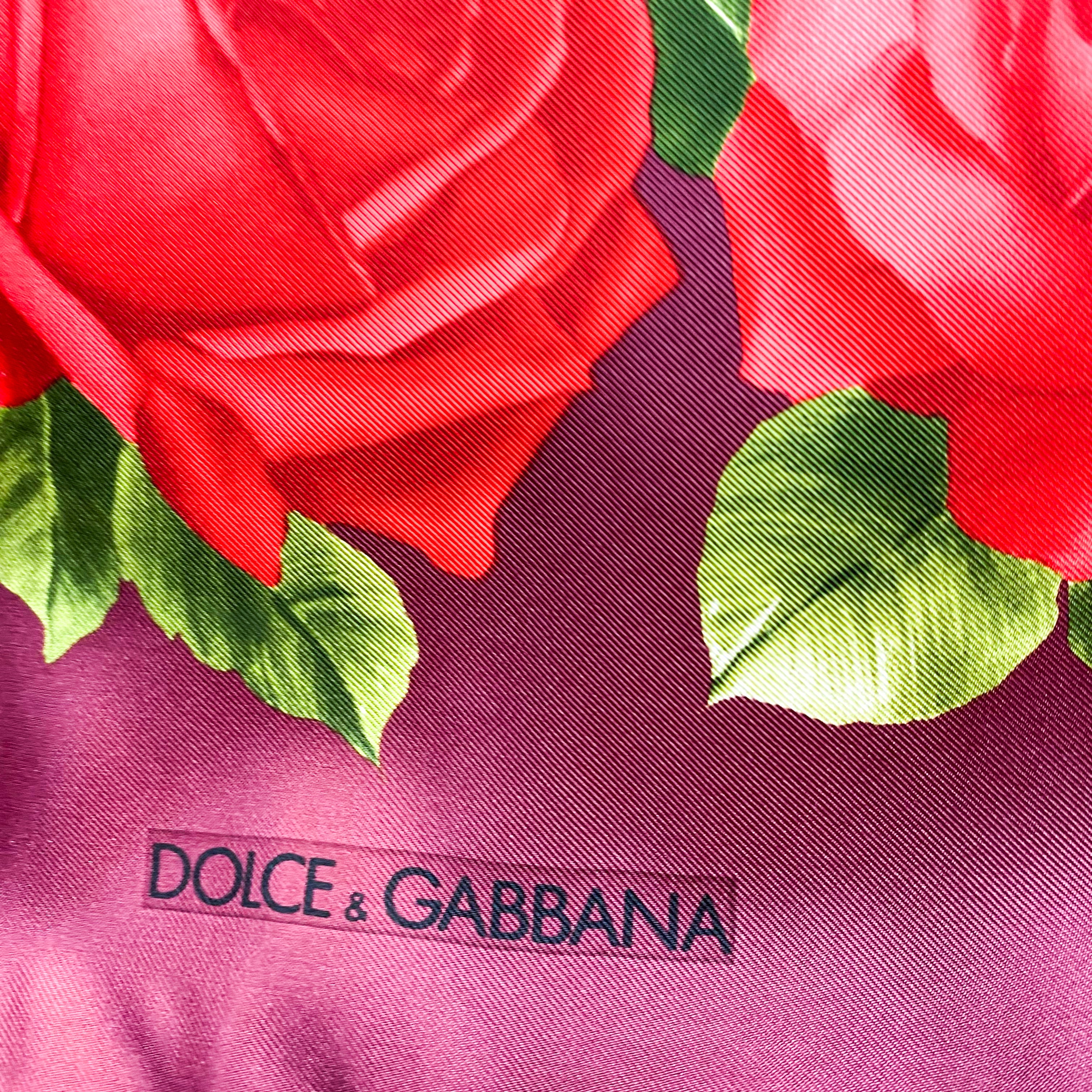 Unworn Dolce & Gabbana Floral Satin Designer Vintage Silk Scarf