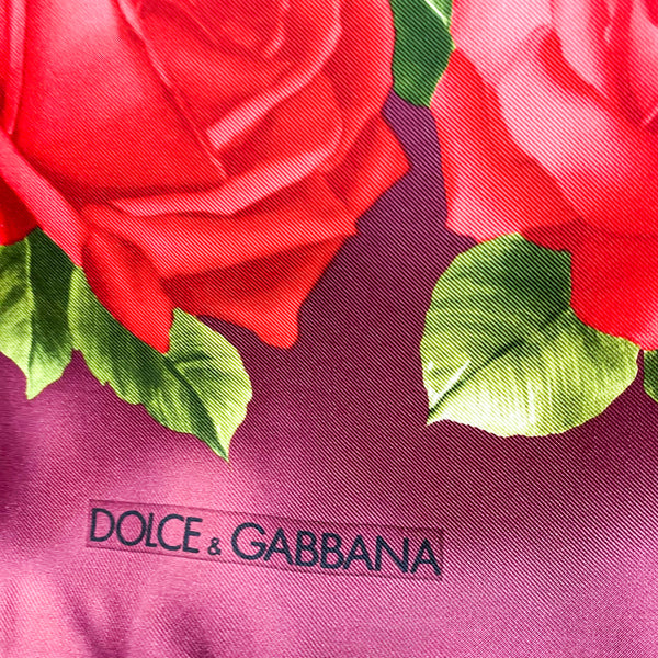 Unworn Dolce & Gabbana Floral Satin Designer Vintage Silk Scarf
