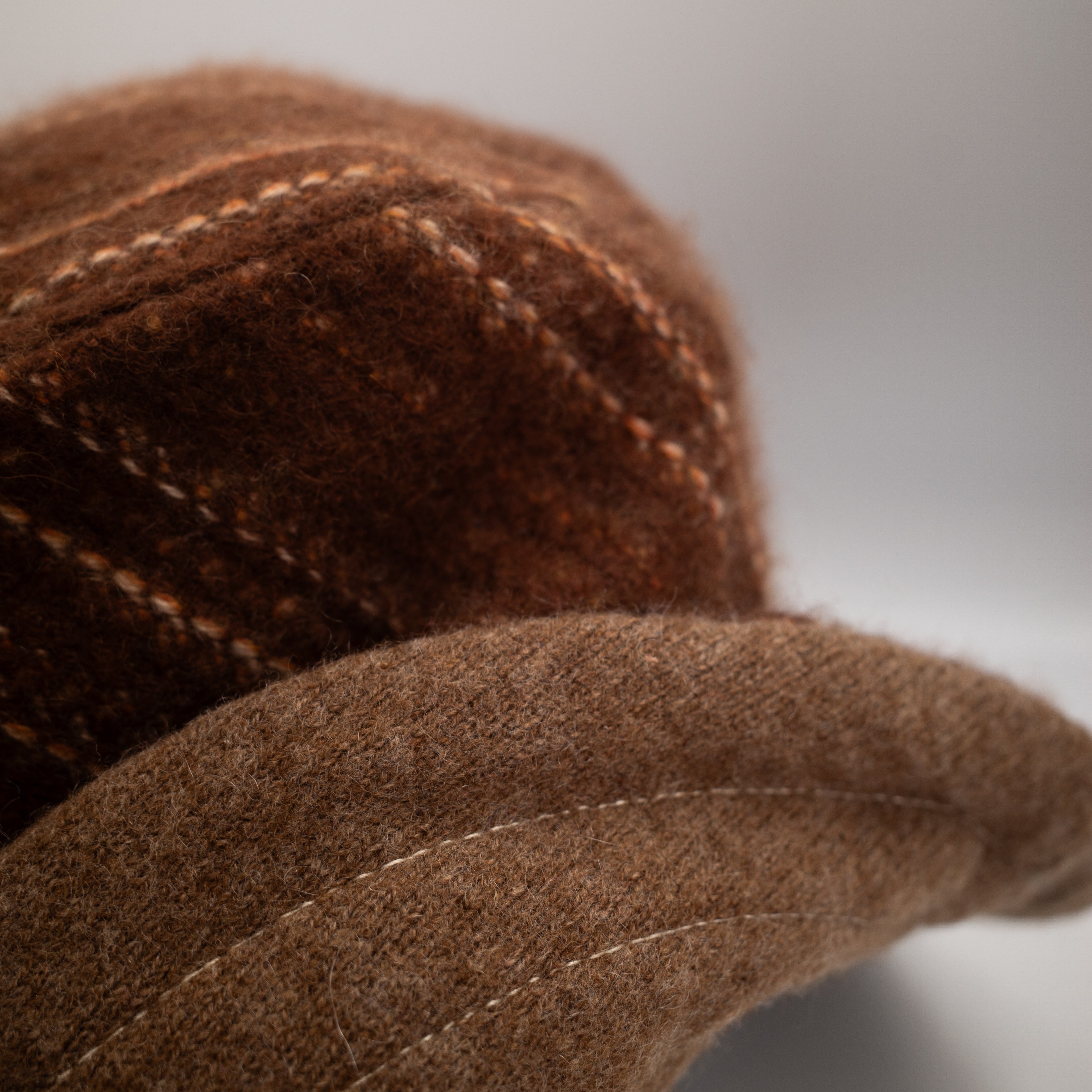 Chocolate Brown Patterned Reversible Cashmere Bucket Hat Large
