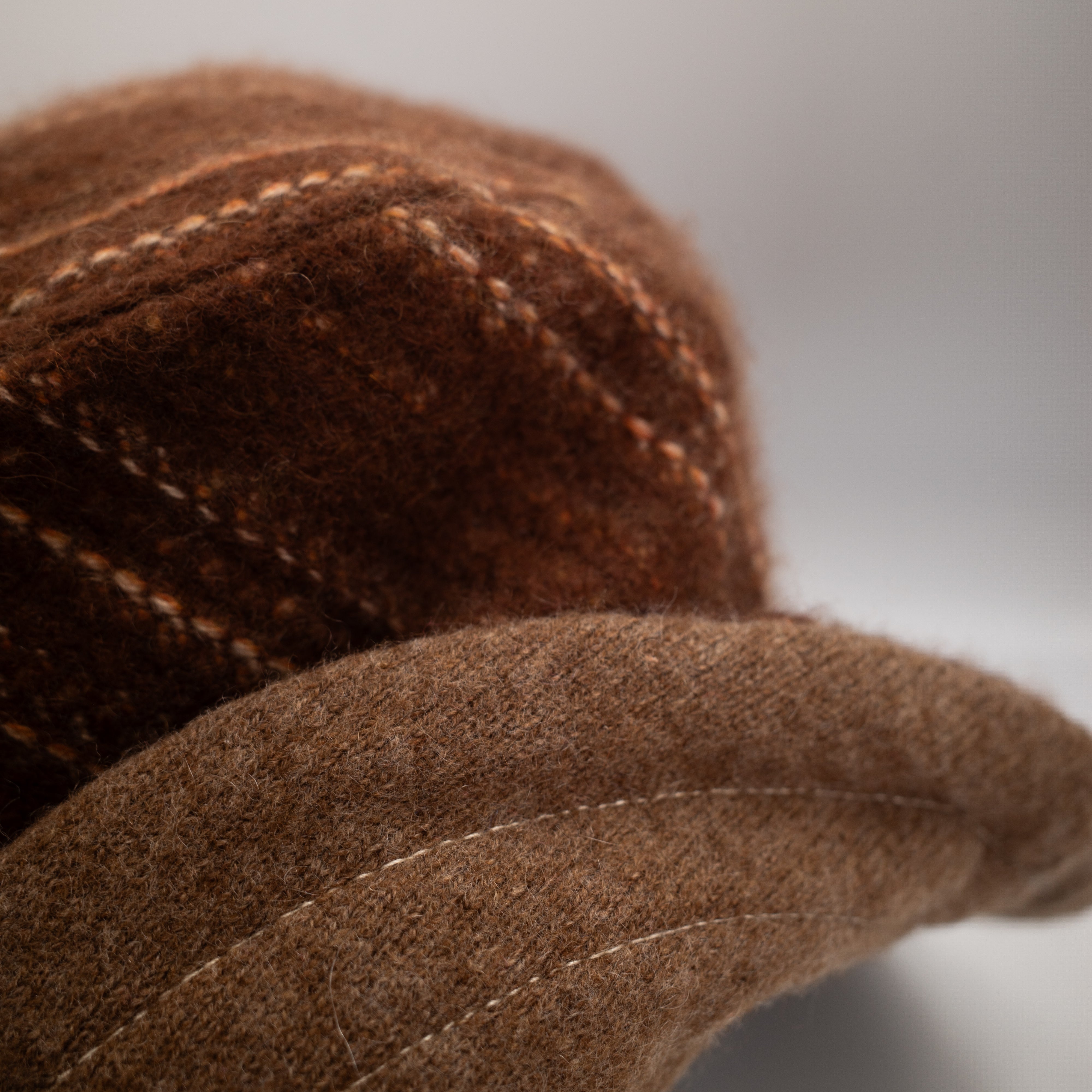 Chocolate Brown Patterned Reversible Cashmere Bucket Hat Large