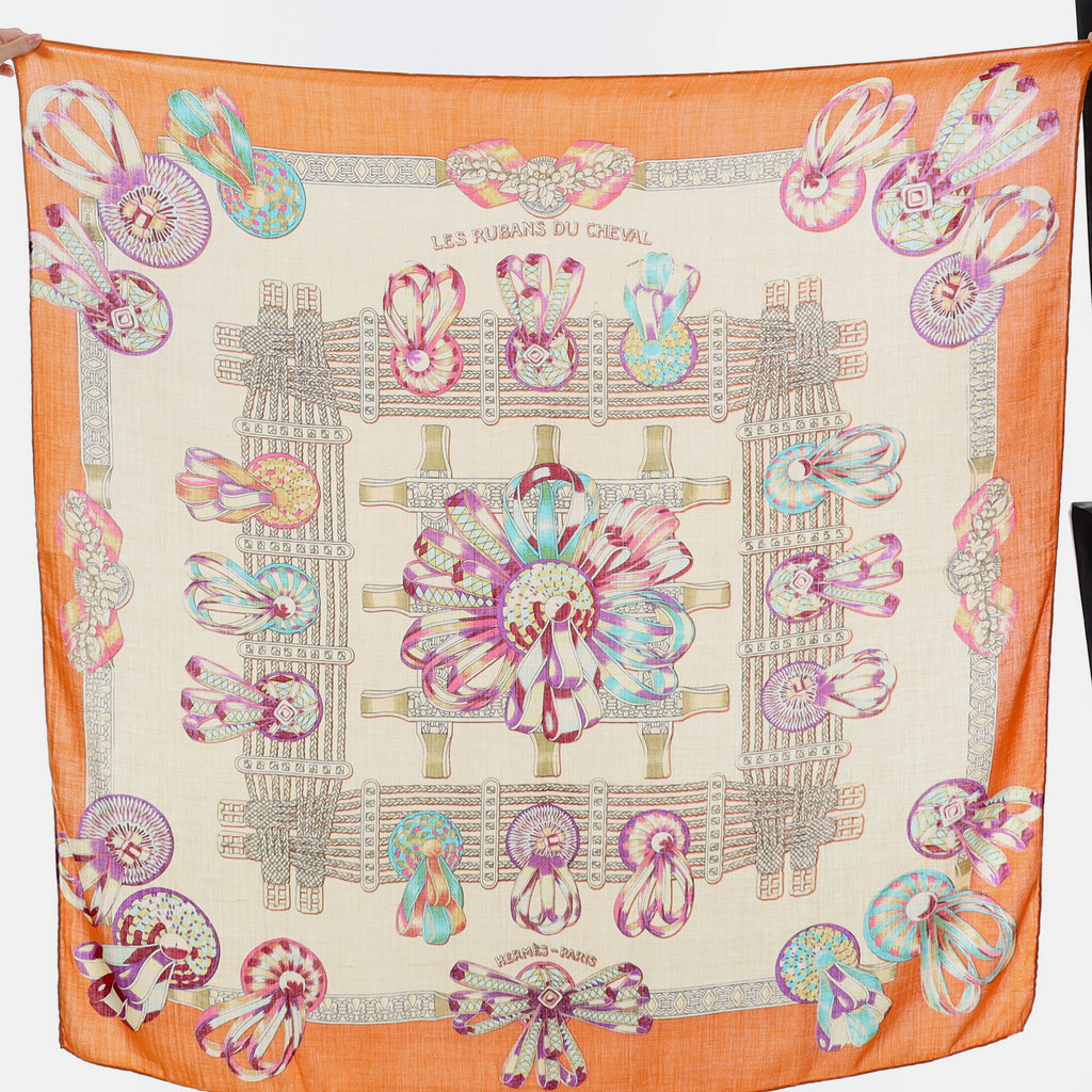 Hermès Les Rubans du Cheval Silk and Cashmere 120 Scarf