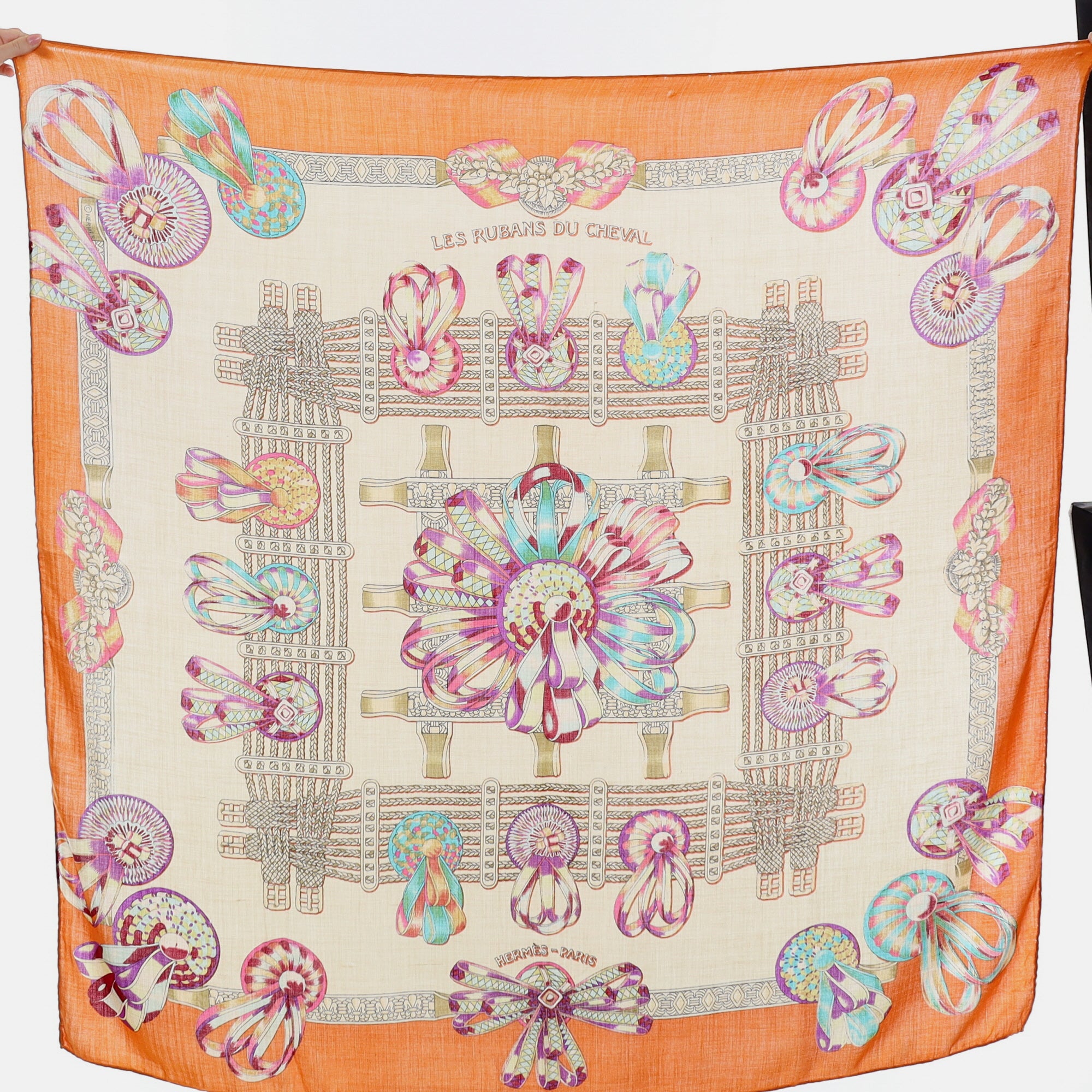 Hermès Les Rubans du Cheval Silk and Cashmere 120 Scarf