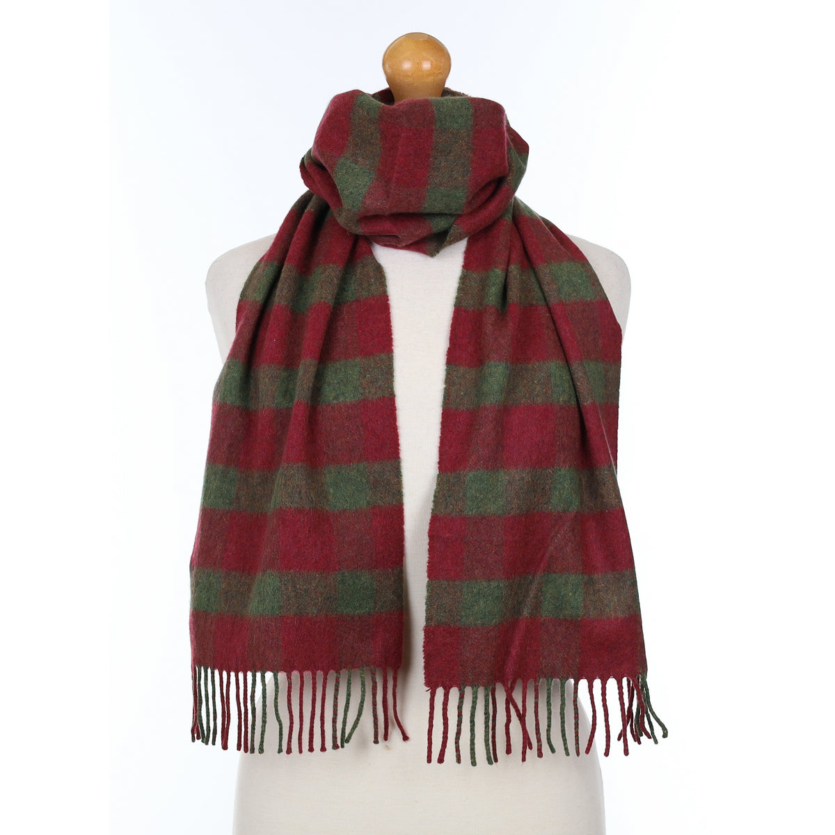 Scottish Green And Purple Striped Cashmere Woven Scarf
