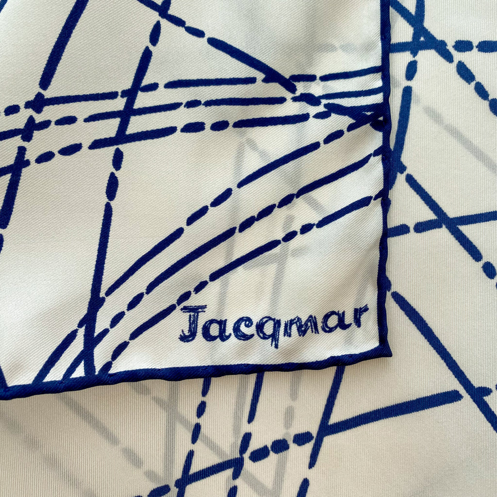Jacqmar Navy & White Vintage Silk Scarf