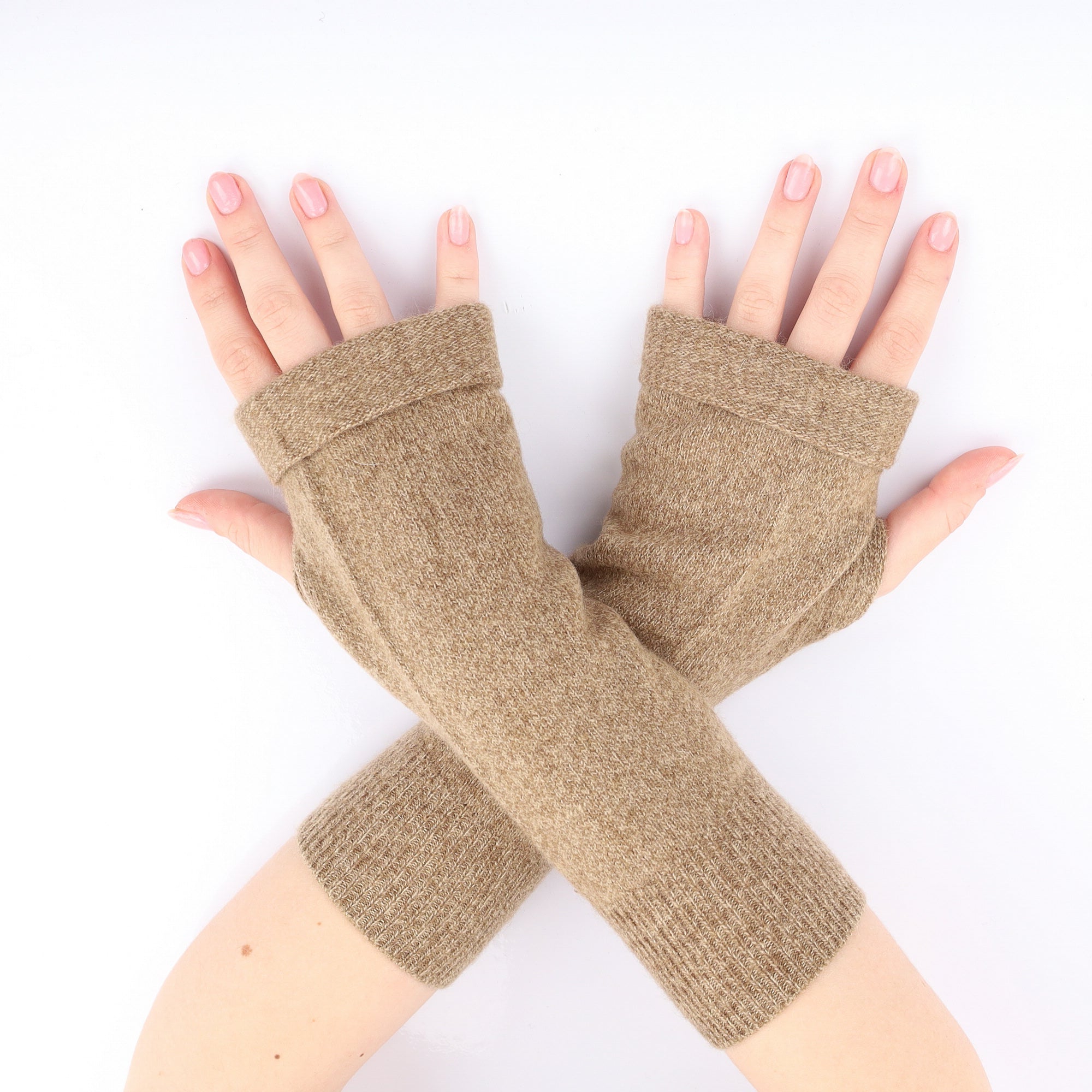 Toffee Marl Fingerless Gloves
