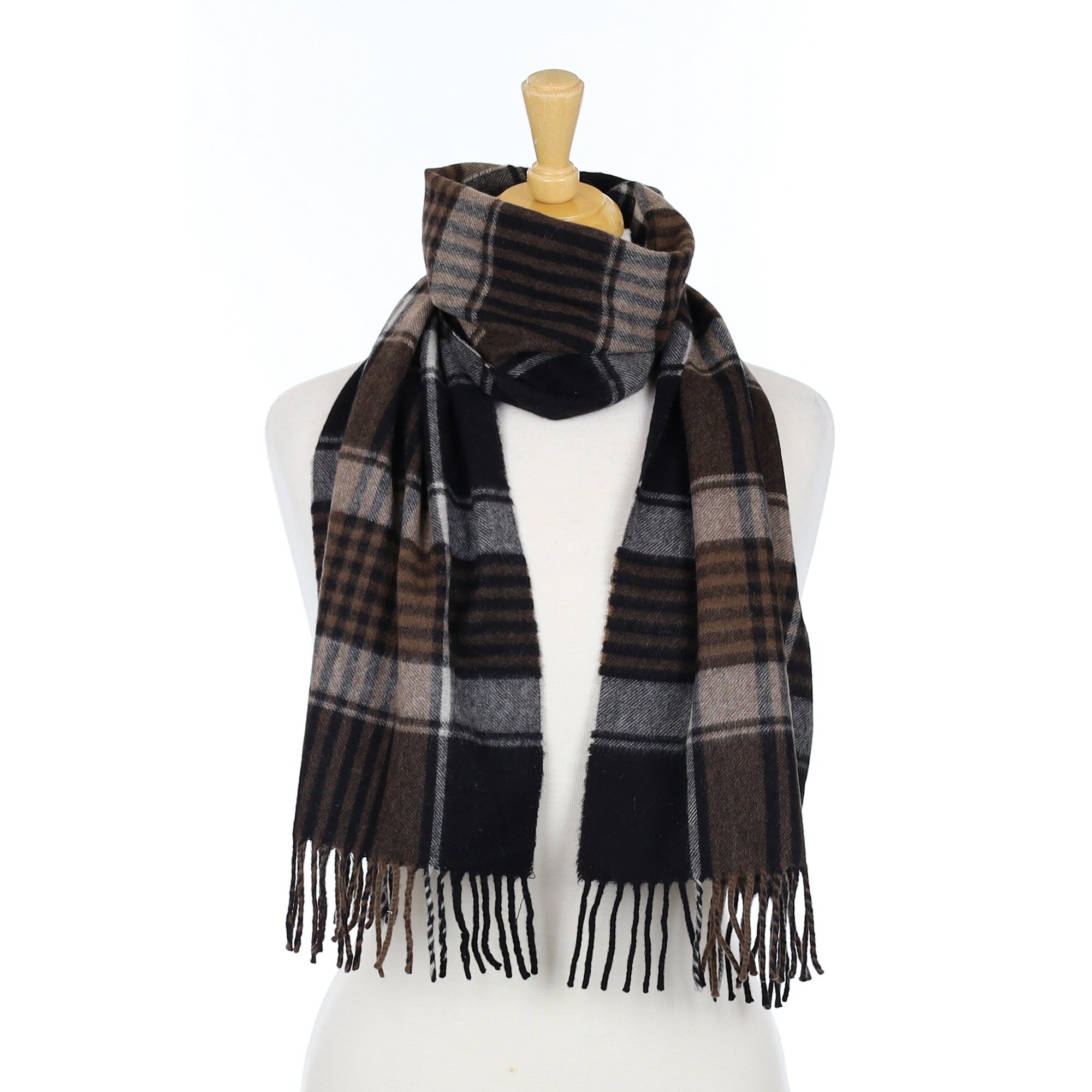 Black and Brown Check Woven Scarf