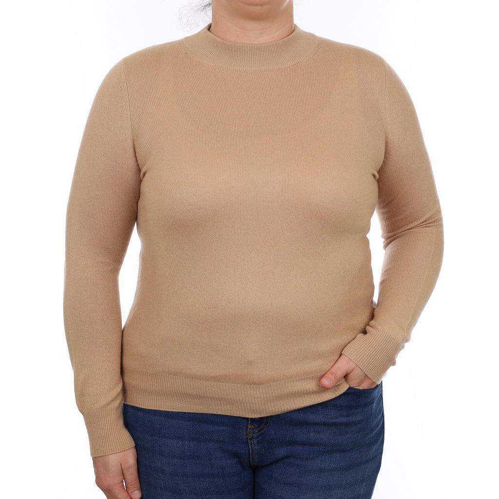 Caramel Brown Cashmere Turtle Neck Jumper Large