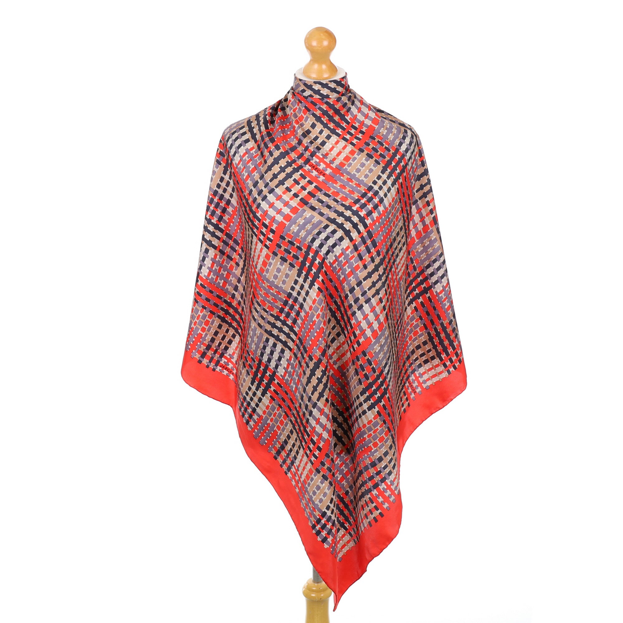 Jaeger Checked Silk Scarf
