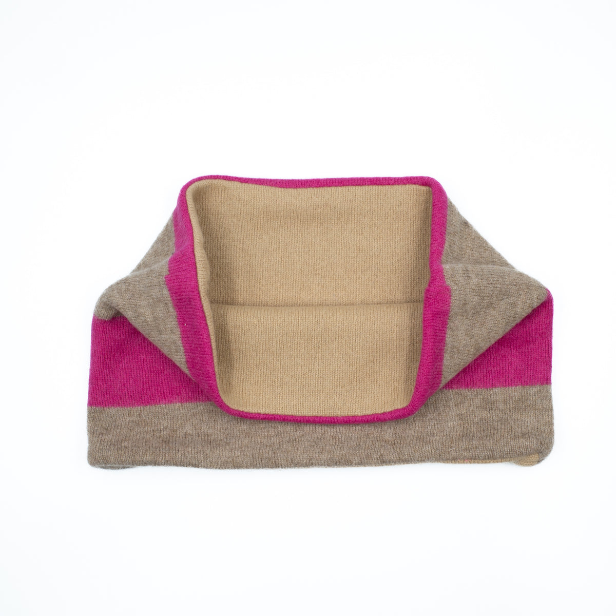 Hot Pink and Camel Striped Neck Warmer