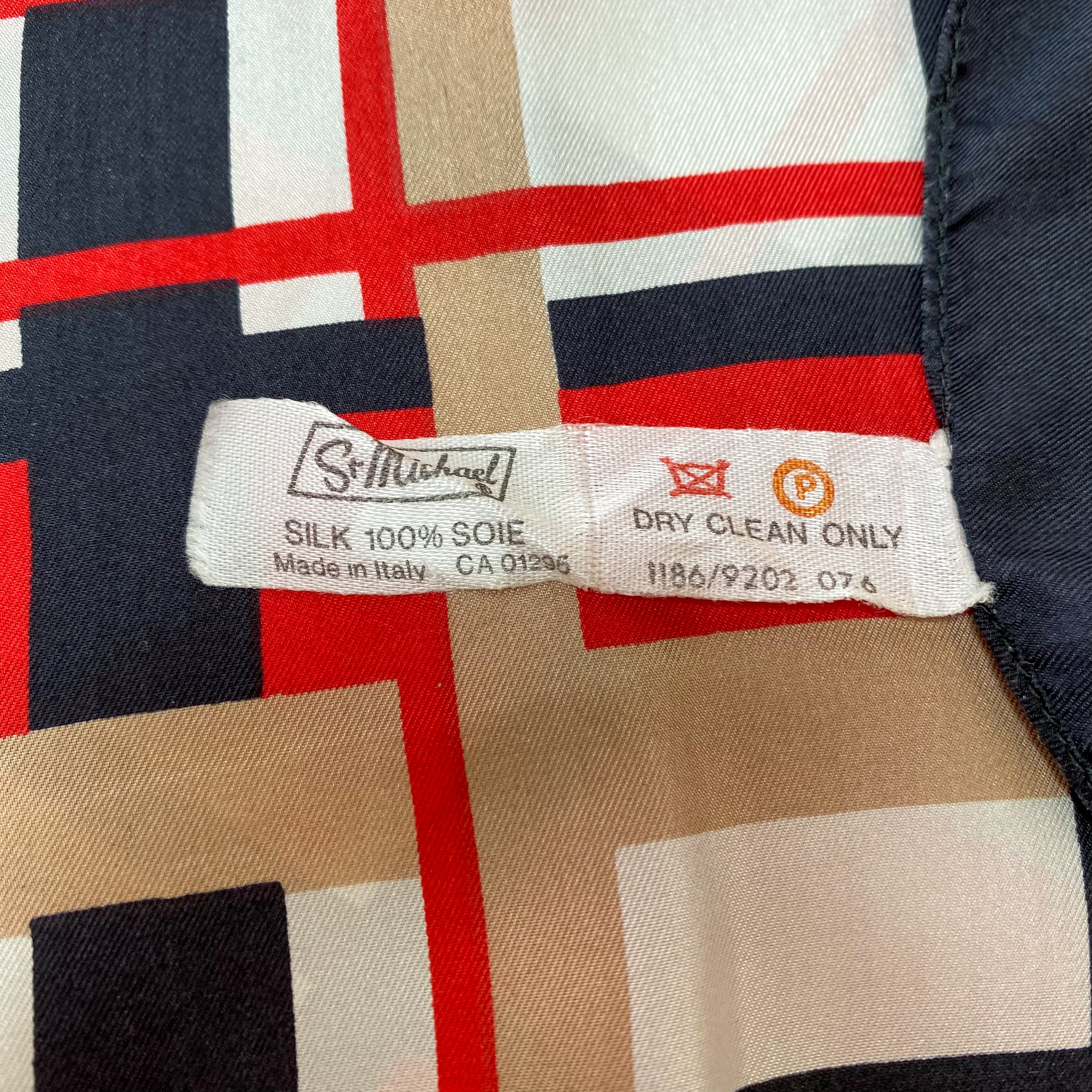1970s Checked Vintage Silk Scarf