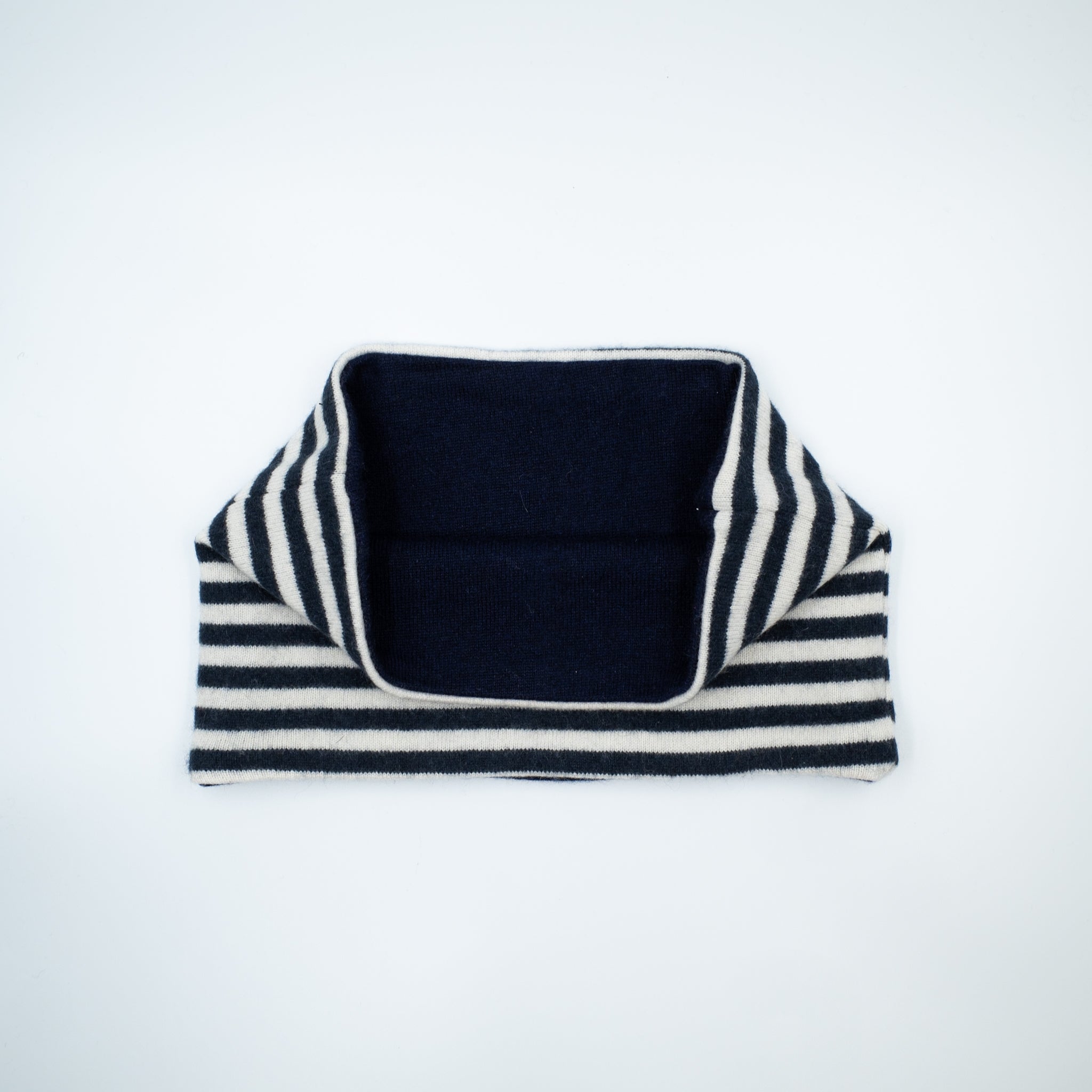 Navy Blue and Ivory Stripe Neck Warmer