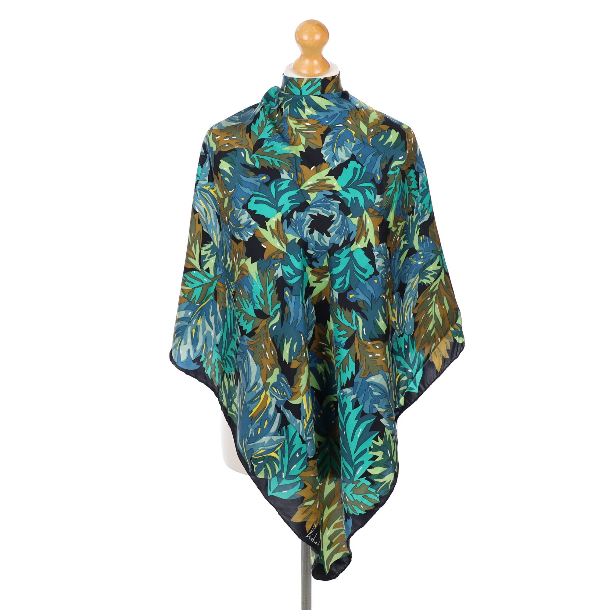 1970s Richard Allan Leaf Design Silk Scarf