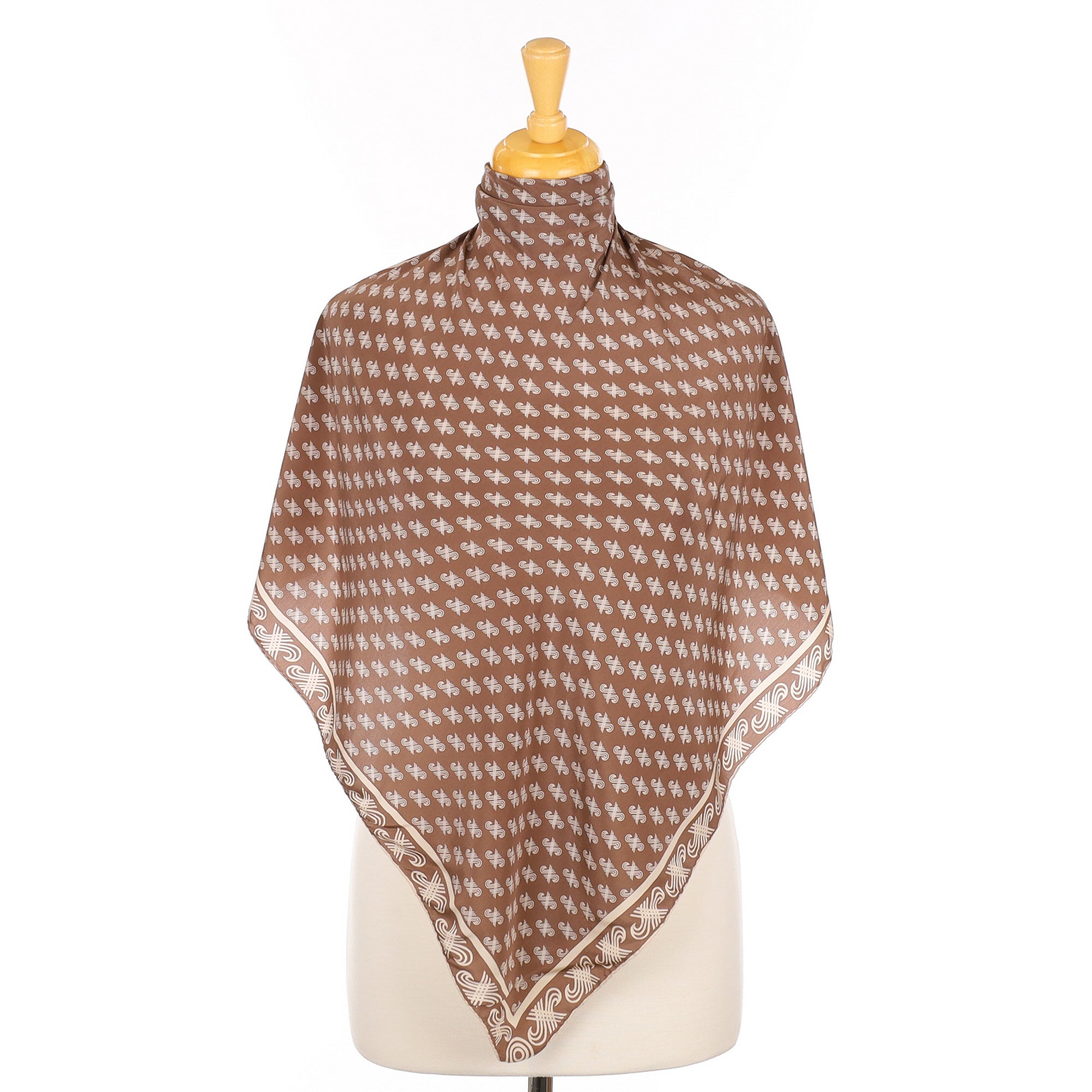 Jaeger Coffee and Cream Logo Vintage Silk Scarf